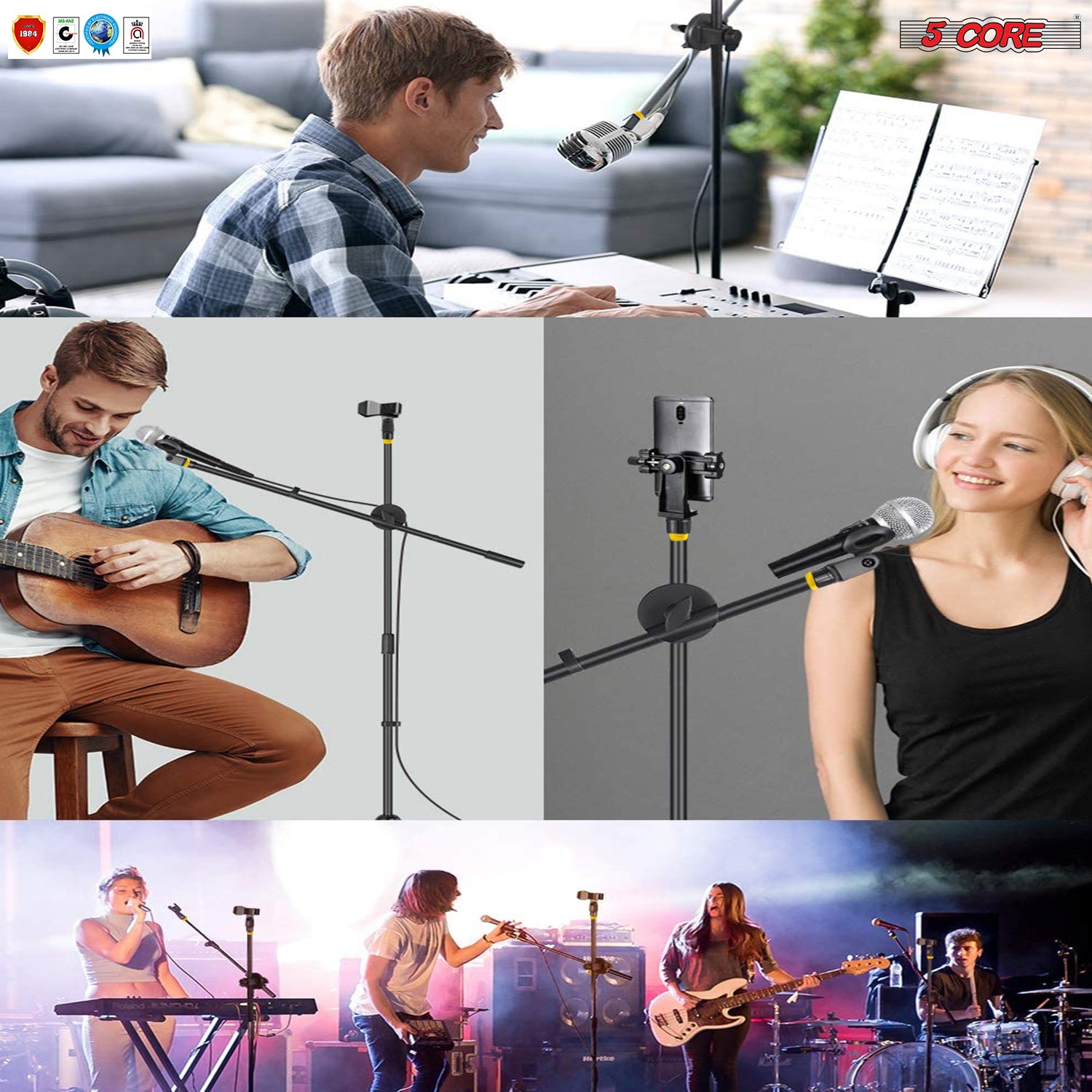 Live Stream Microphone Stand Mic Clip 90-degree Rotating Folding