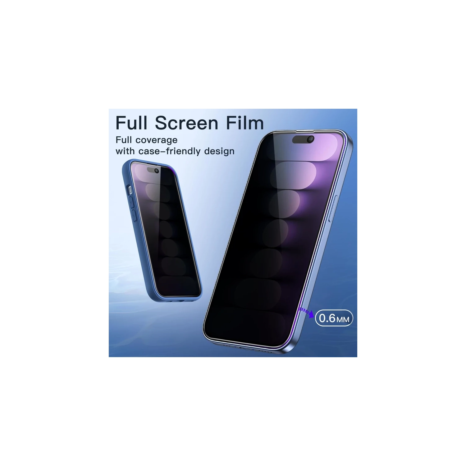 Protecteur d'écran de confidentialité pour iPhone 15 Plus avec protecteur d'objectif de caméra en verre trempé, accessoires 9H, étui adapté, , 2.5D