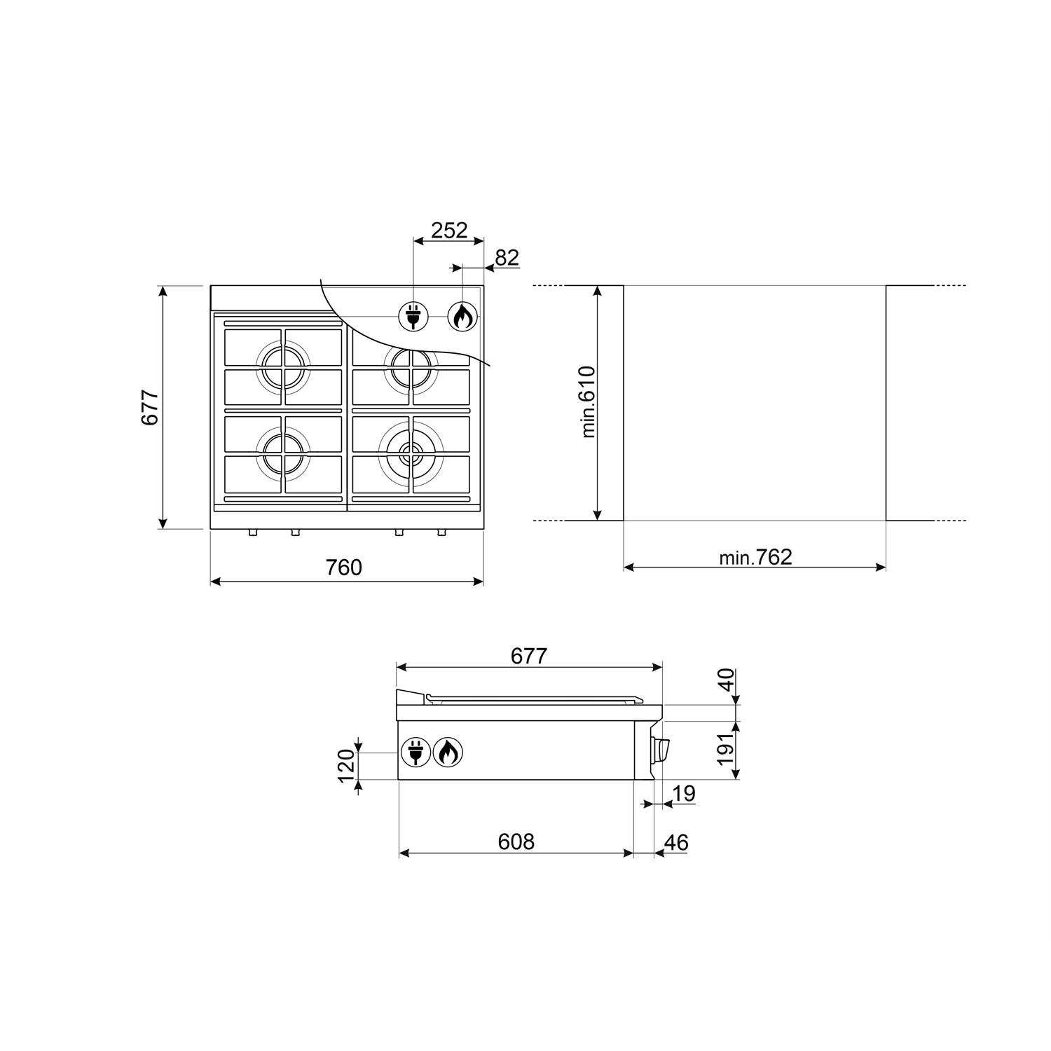 Smeg Professional 30" 4-Burner Gas Cooktop - Stainless Steel