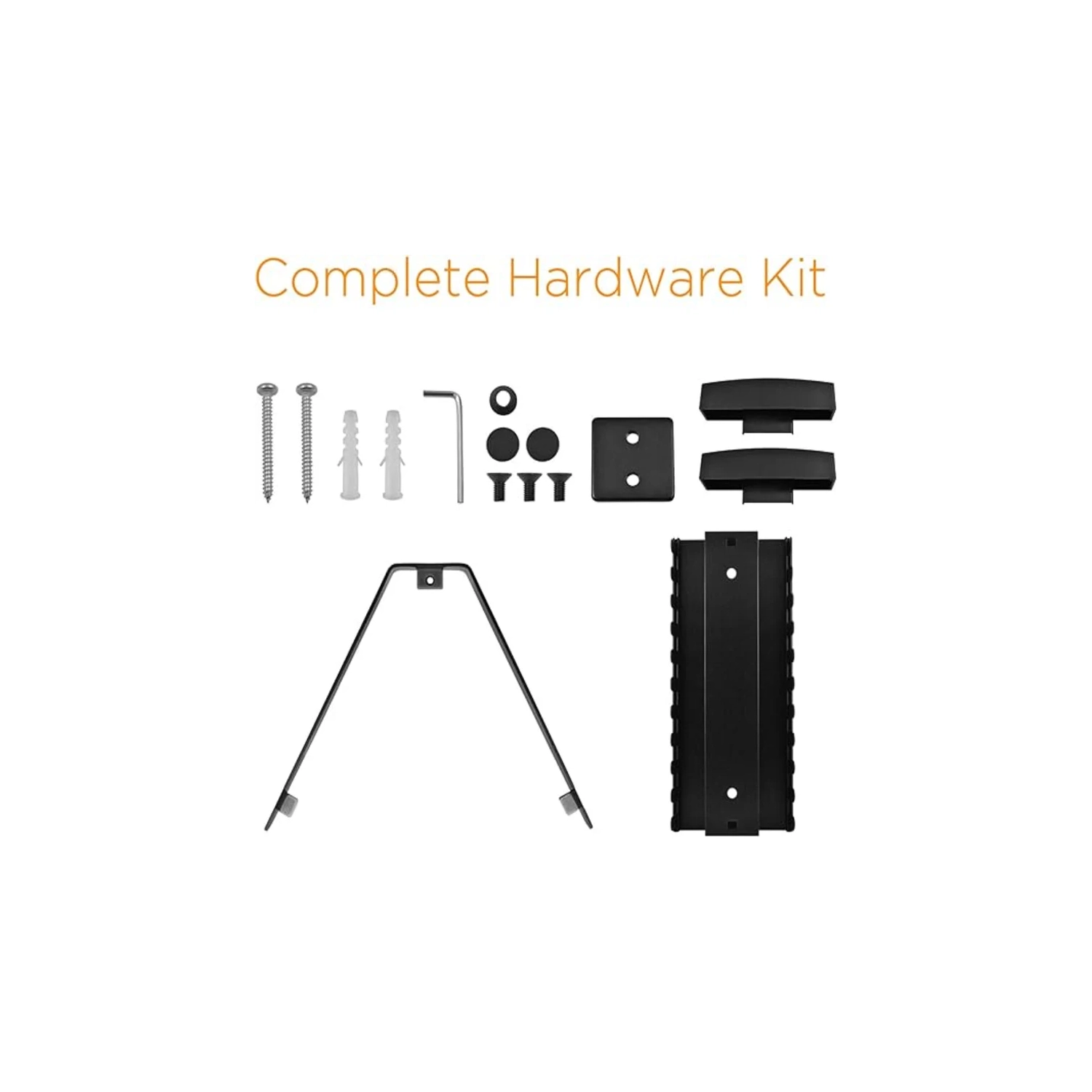 Trousse de fixation murale en composantes noire avec système d'organisation des câbles, idéale pour les lecteurs DVD, les enregistreurs numériques et