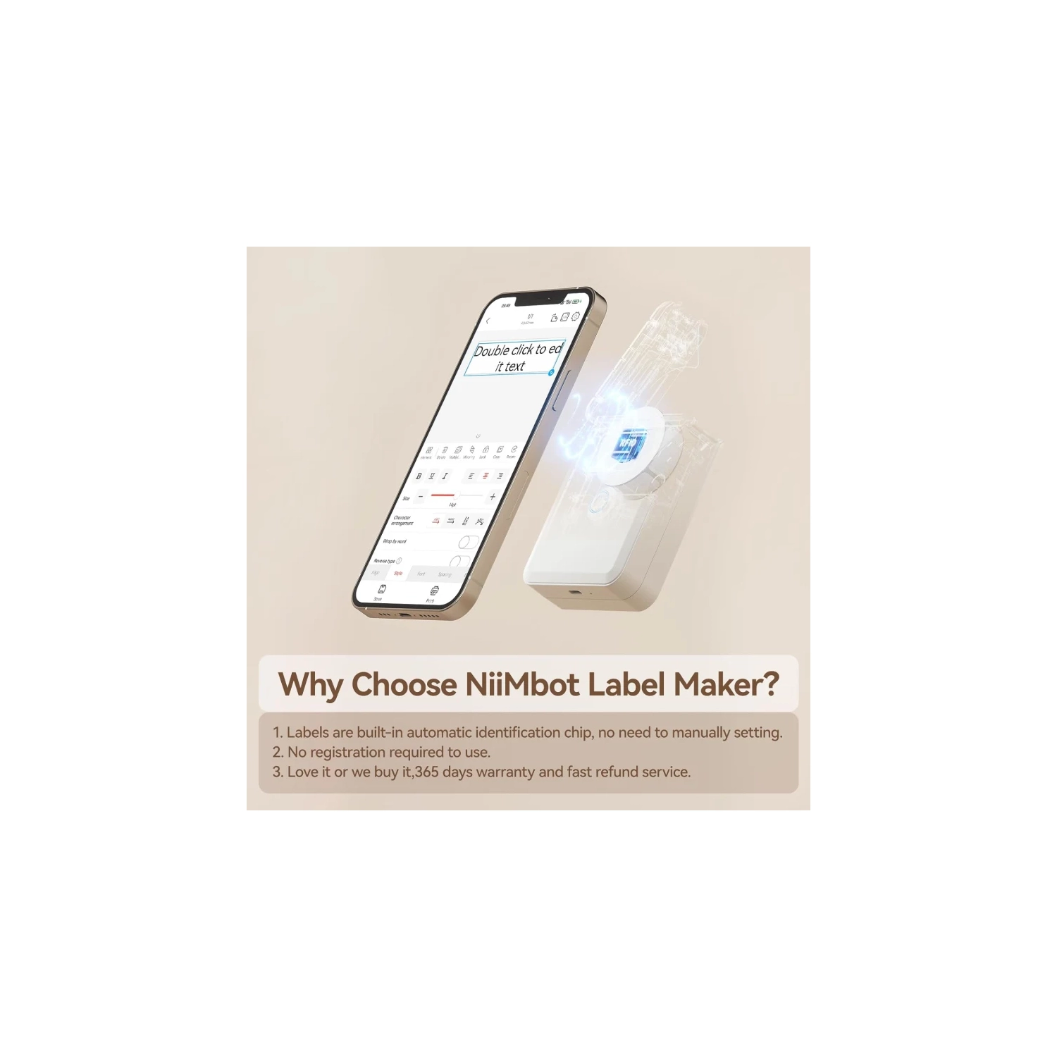 Mini-imprimante d'étiquettes Bluetooth sans fil – étiqueteuse avec plusieurs modèles pour le bureau, la maison et l'organisation de la cuisine