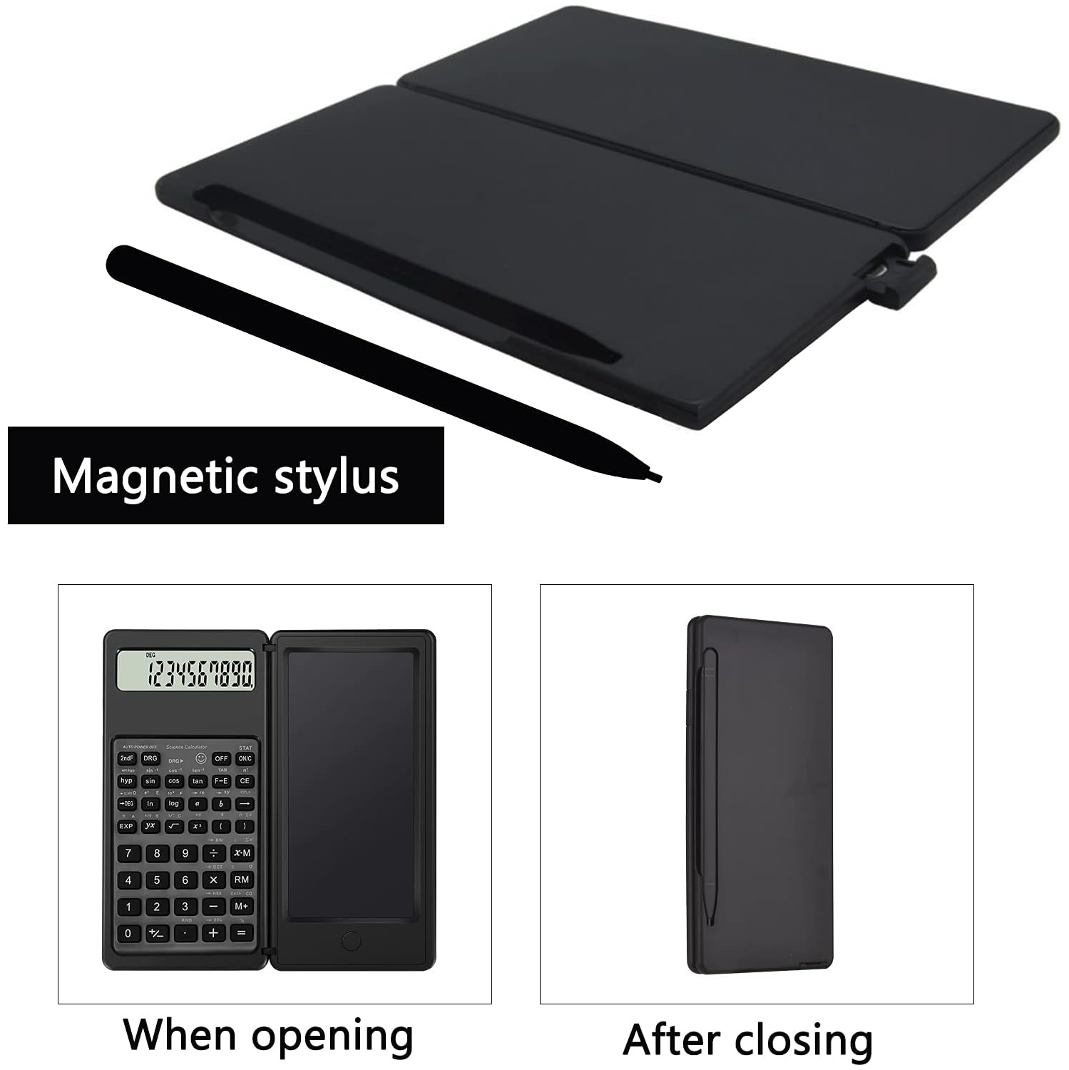 Foldable Scientific Calculator with Handwriting Board - Dual Power Supply, Solar and Battery, Ideal for Students, Teachers, and Engineers