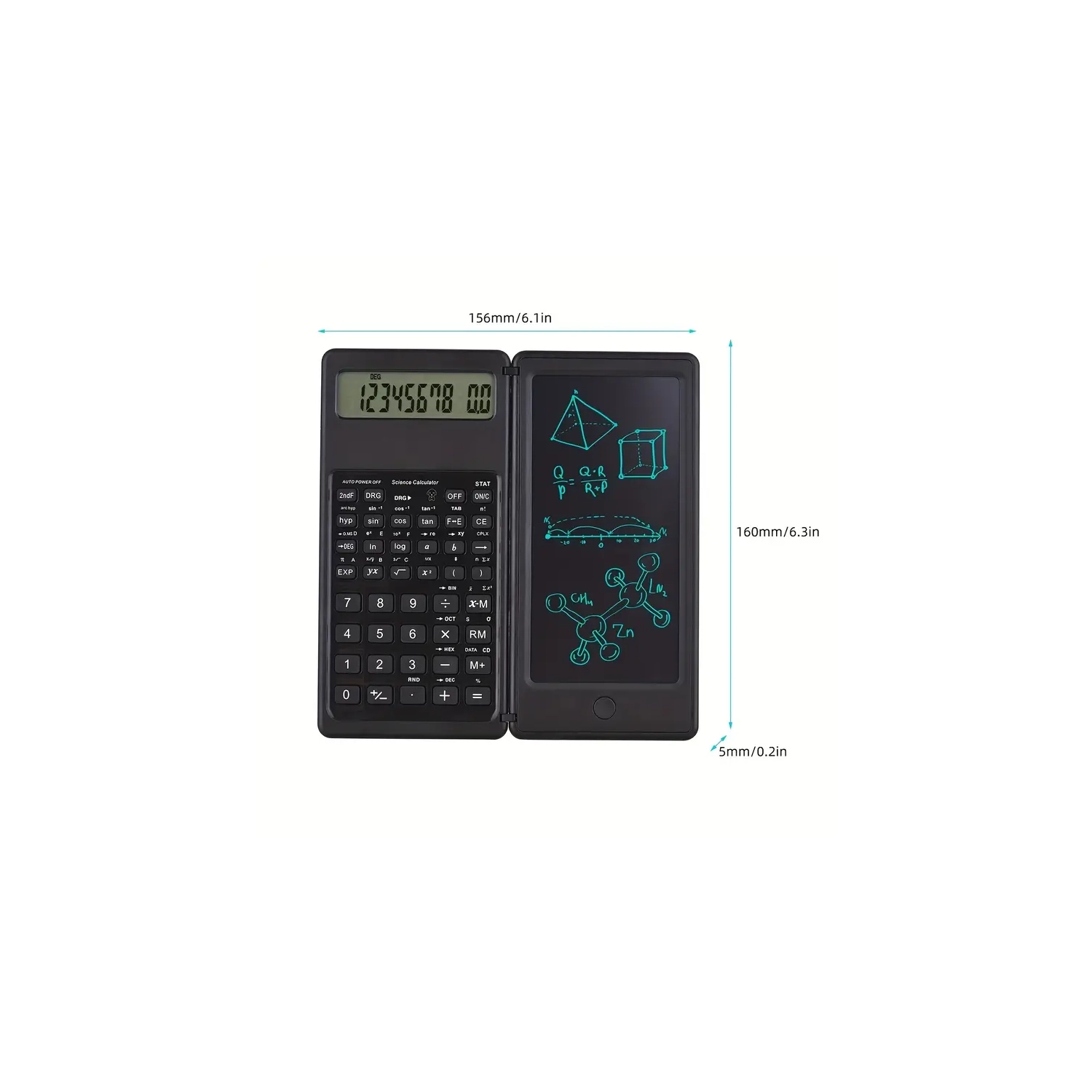 Foldable Scientific Calculator with Handwriting Board - Dual Power Supply, Solar and Battery, Ideal for Students, Teachers, and Engineers