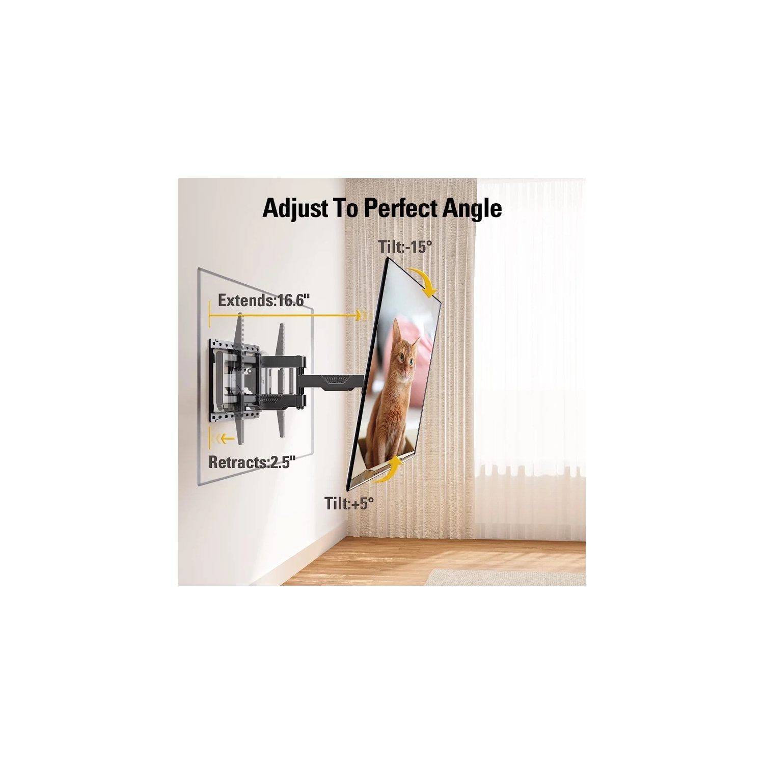 Support mural articulé pour téléviseurs à écran plat de 42 à 82 po - bras articulés pivotants doubles, conception centrale parfaite - VESA