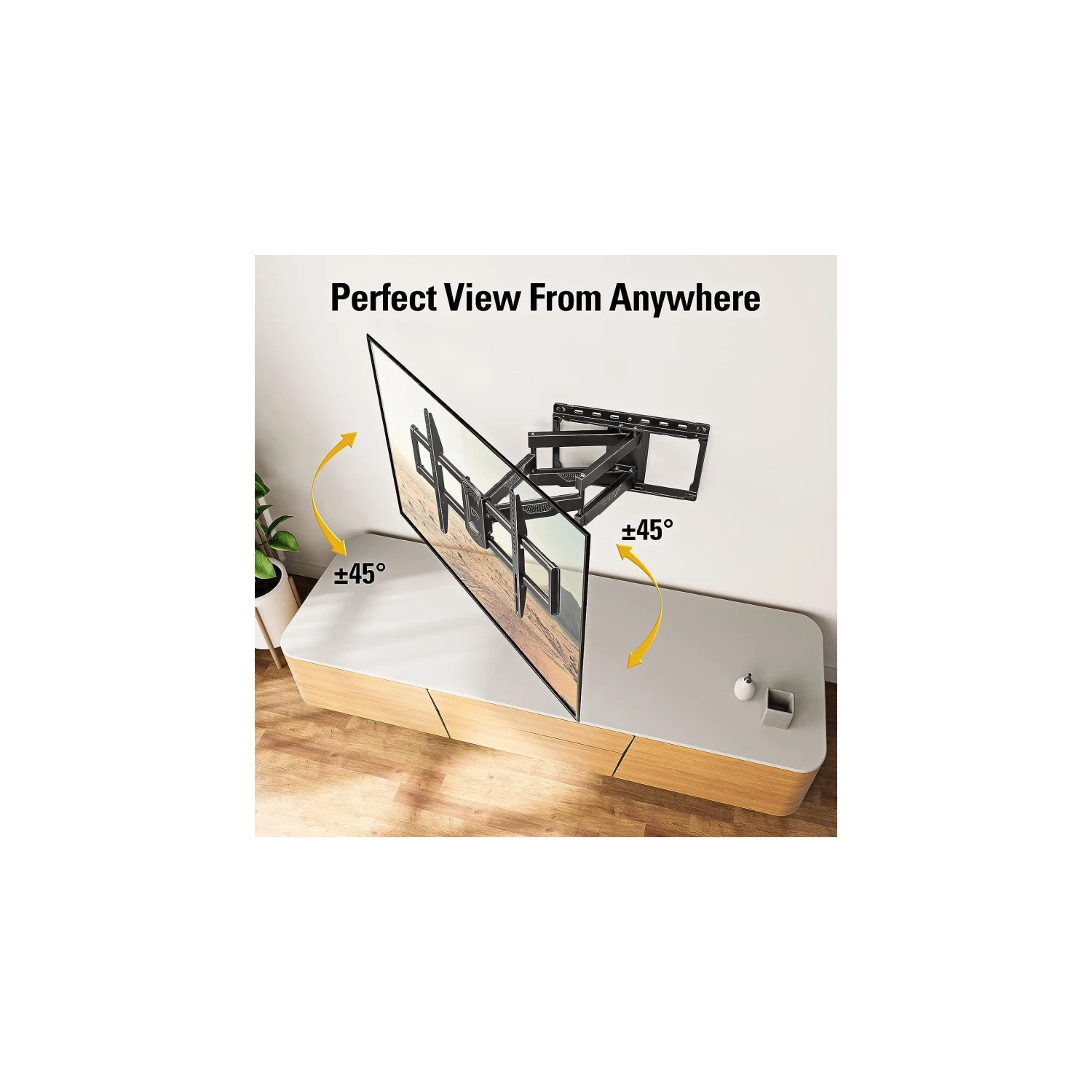 Support mural articulé pour téléviseurs à écran plat de 42 à 82 po - bras articulés pivotants doubles, conception centrale parfaite - VESA