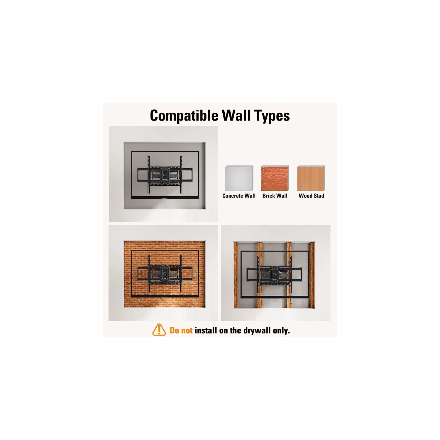 Support mural articulé pour téléviseurs à écran plat de 42 à 82 po - bras articulés pivotants doubles, conception centrale parfaite - VESA