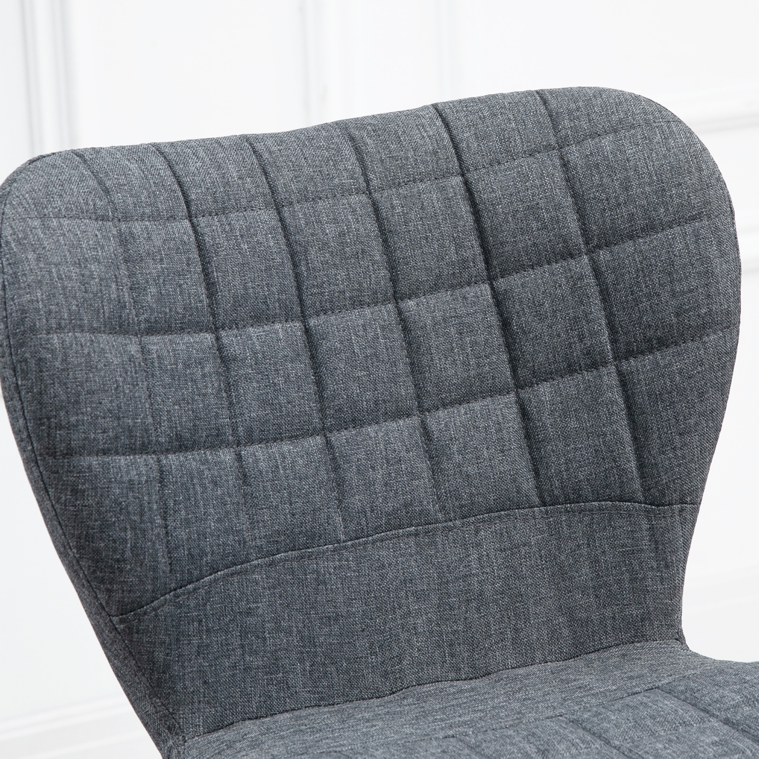 HOMCOM Bar Stools Set of 2, Adjustable Height Swivel Bar Chairs, Linen-feel Fabric Upholstered Kitchen Counter Stools with Wide Seat, Back and