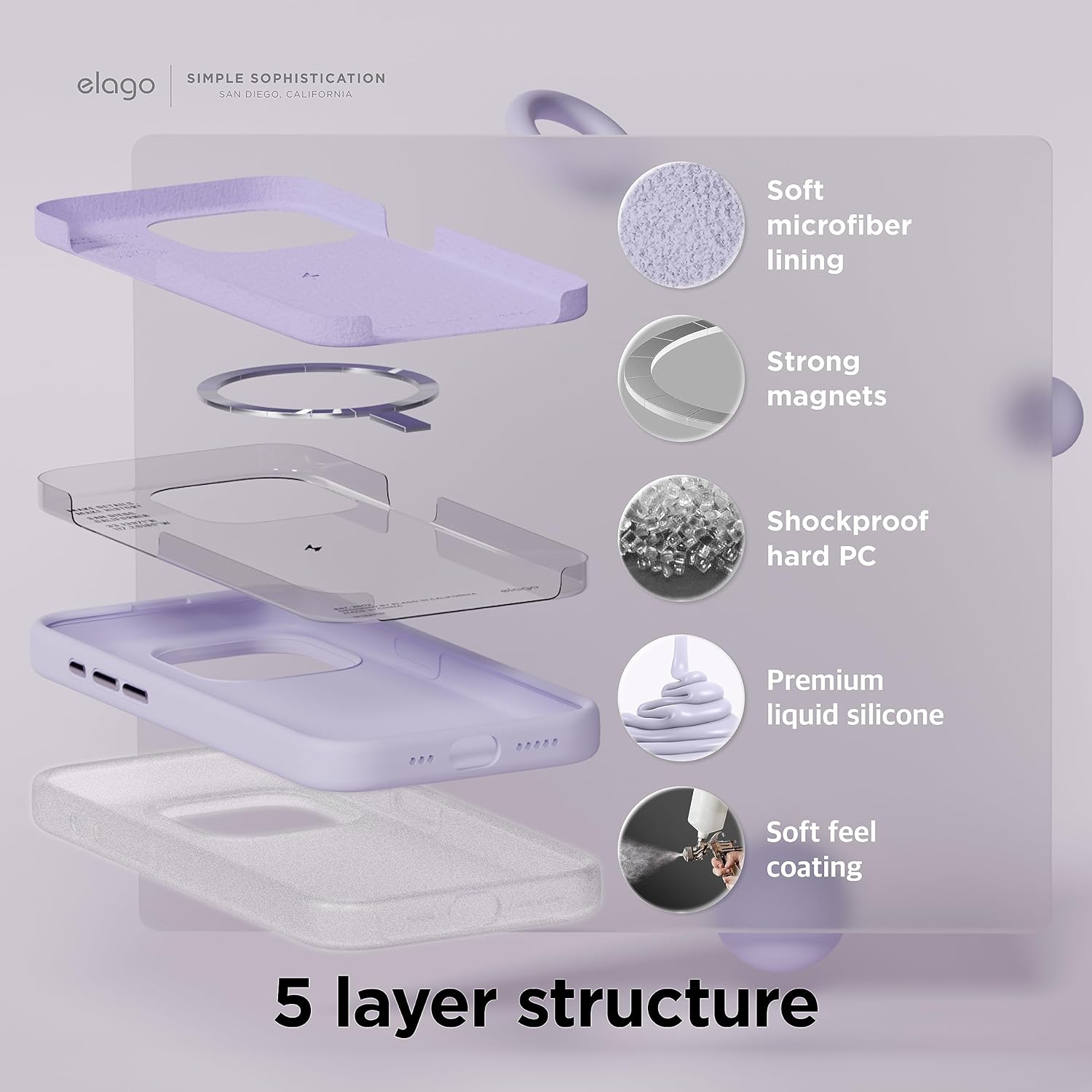 elago Magnetic Silicone Case Compatible with iPhone 15 Pro Max Case 6.7 Inch Compatible with All MagSafe Accessories - Built-in Magnets, Soft Grip