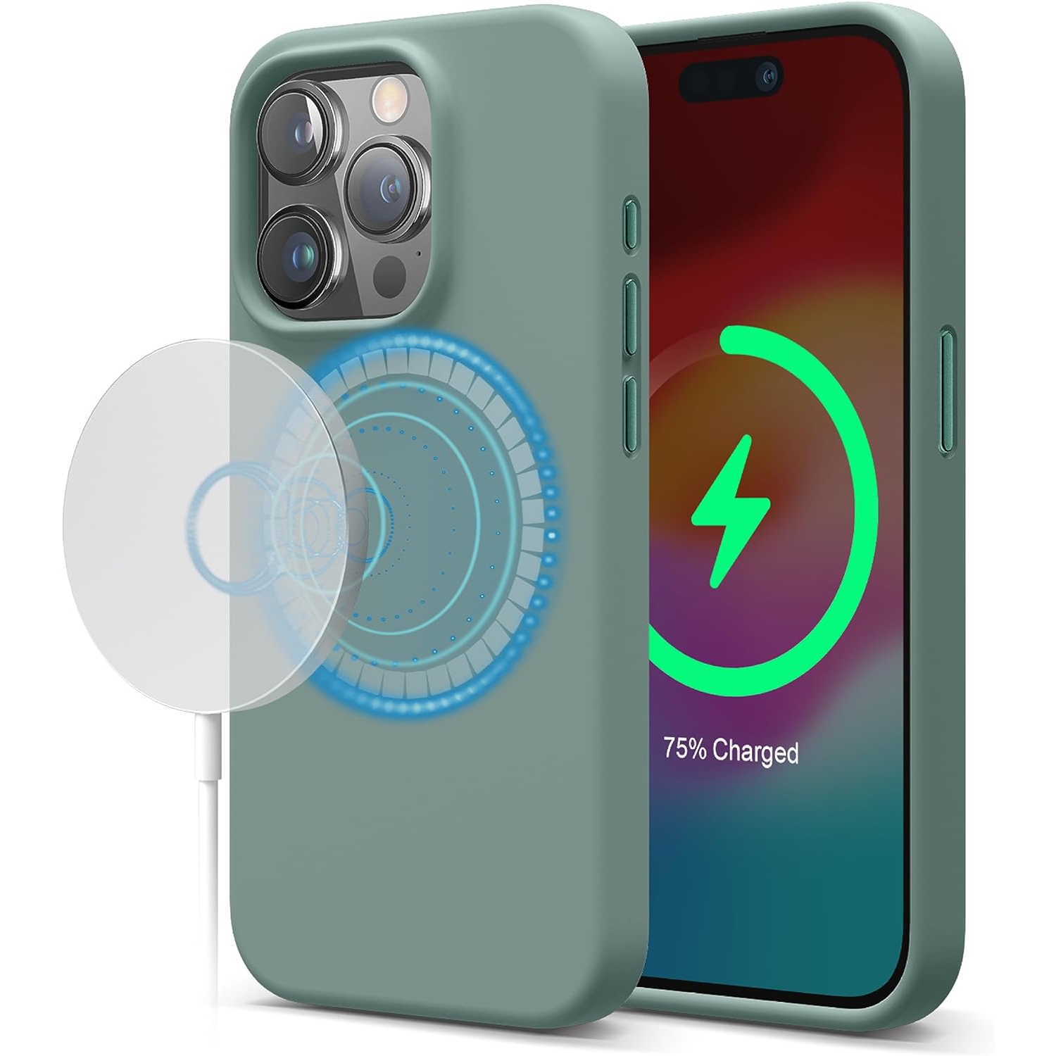 elago Magnetic Silicone Case Compatible with iPhone 15 Pro Max Case 6.7" Compatible with All MagSafe Accessories - Built-in Magnets, Soft Grip