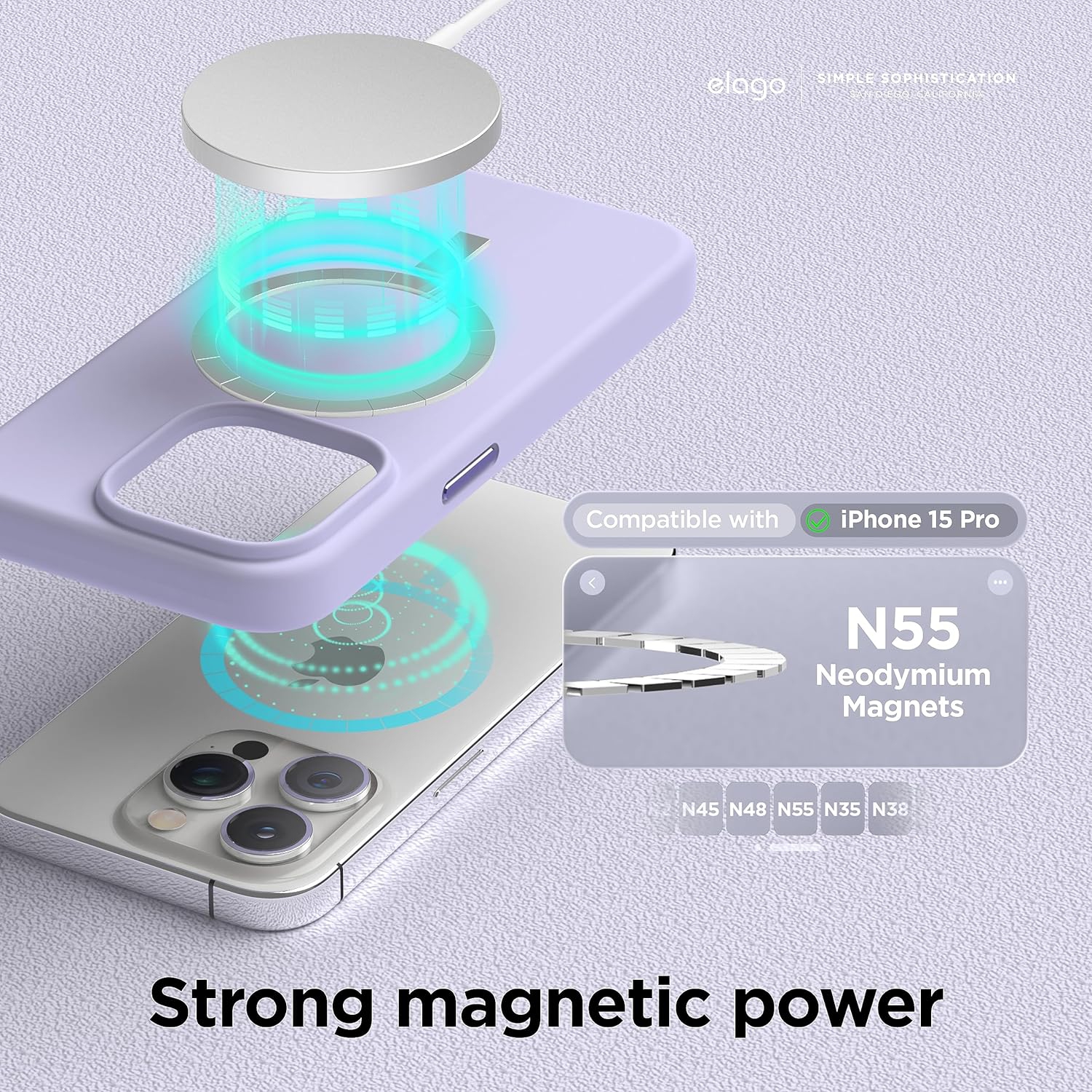 Étui en silicone magnétique elago compatible avec l'étui iPhone 15 Pro de 6,1 po compatible avec tous les accessoires MagSafe - aimants intégrés,