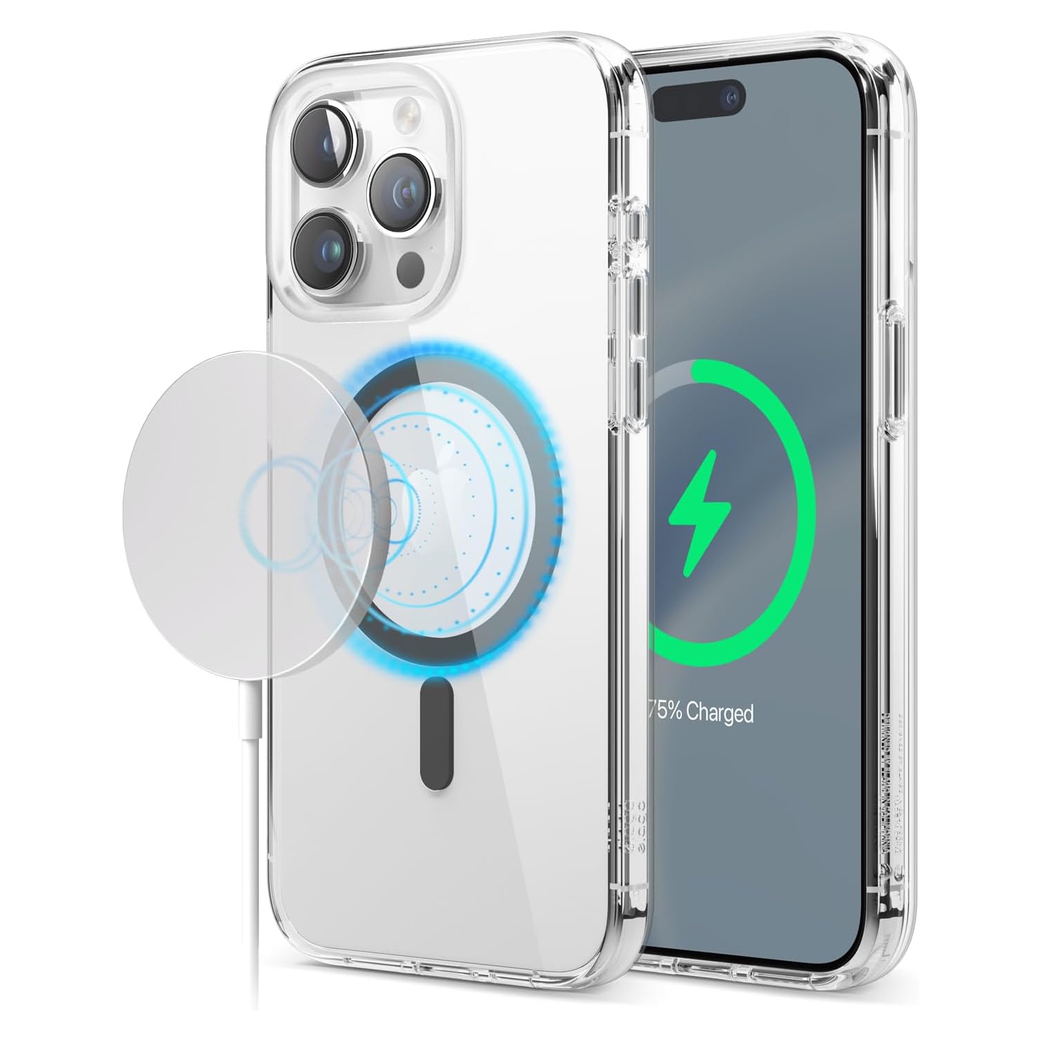 elago Magnetic Hybrid Clear Case Compatible with iPhone 15 Pro Max Case, Compatible with MagSafe, 6.7", US Military Grade Drop Protection, PC + TPU,