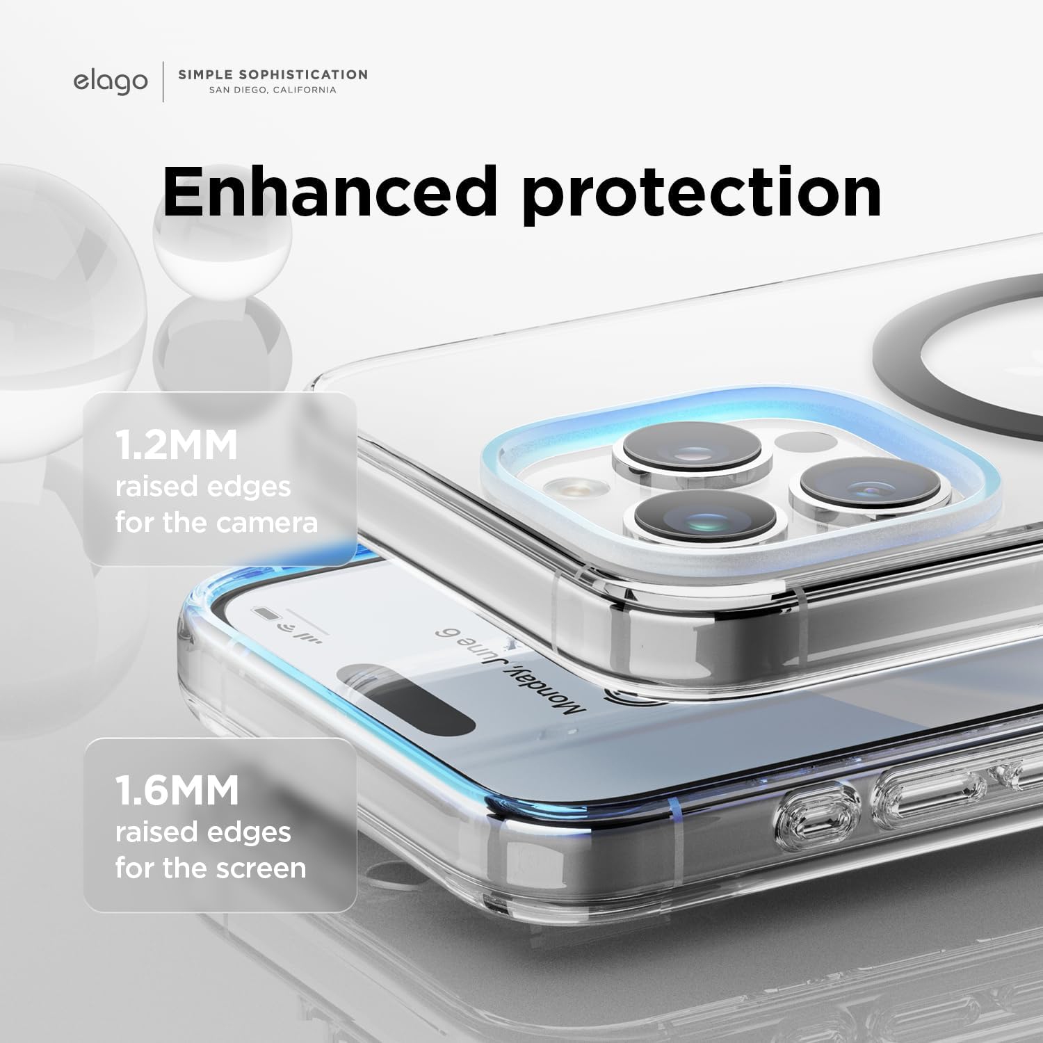 elago Magnetic Hybrid Clear Case Compatible with iPhone 15 Pro Max Case, Compatible with MagSafe, 6.7", US Military Grade Drop Protection, PC + TPU,