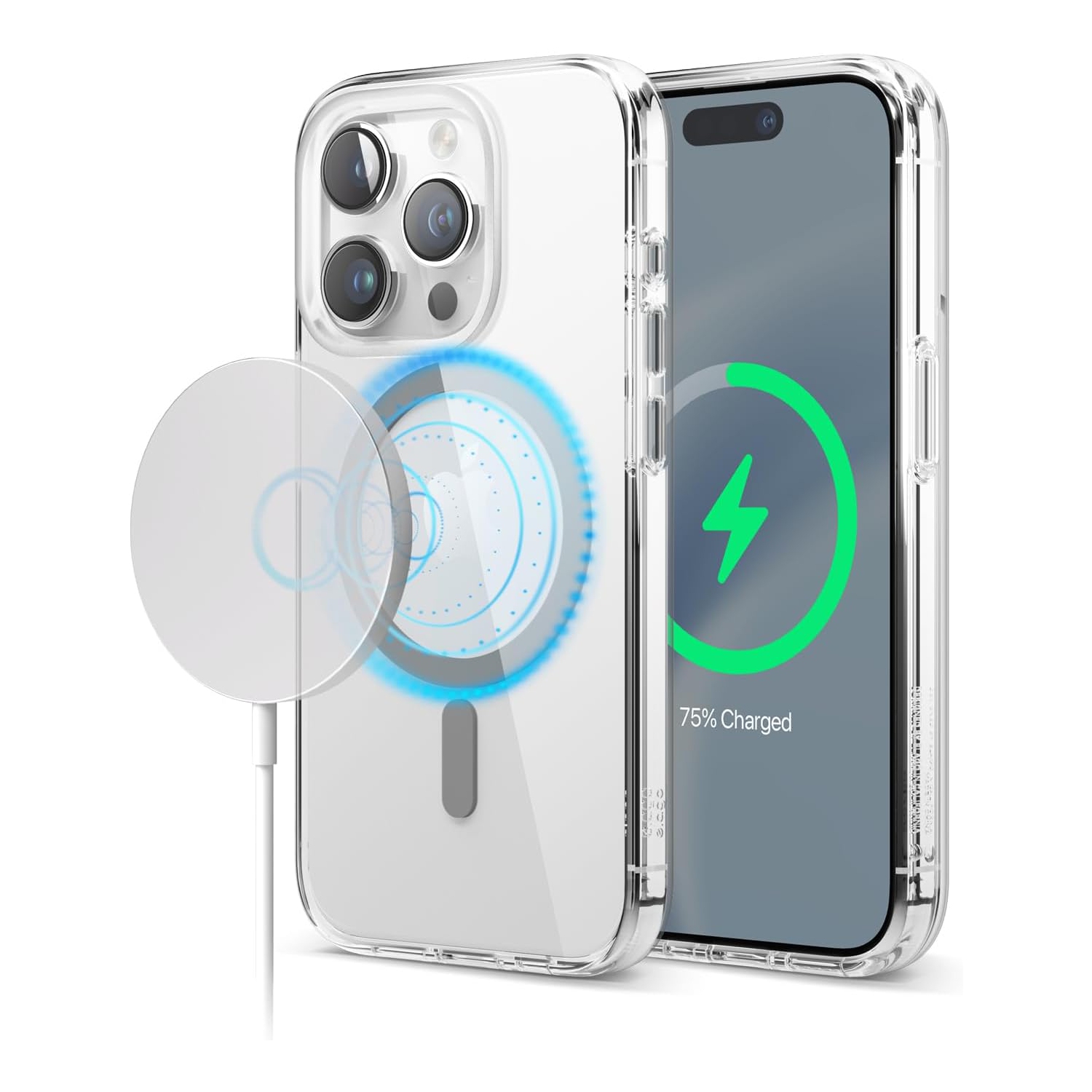 elago Magnetic Hybrid Clear Case Compatible with iPhone 15 Pro Case, Compatible with MagSafe, 6.1", US Military Grade Drop Protection, PC + TPU,
