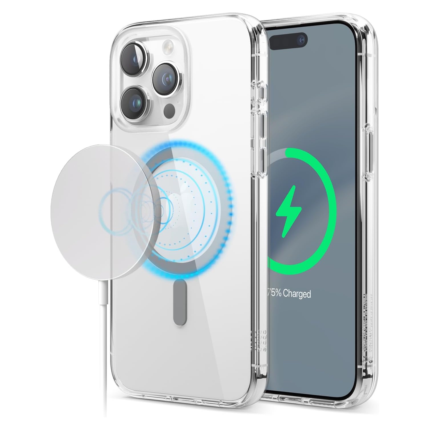 elago Magnetic Hybrid Clear Case Compatible with iPhone 15 Pro Max Case, Compatible with MagSafe, 6.7", US Military Grade Drop Protection, PC + TPU,