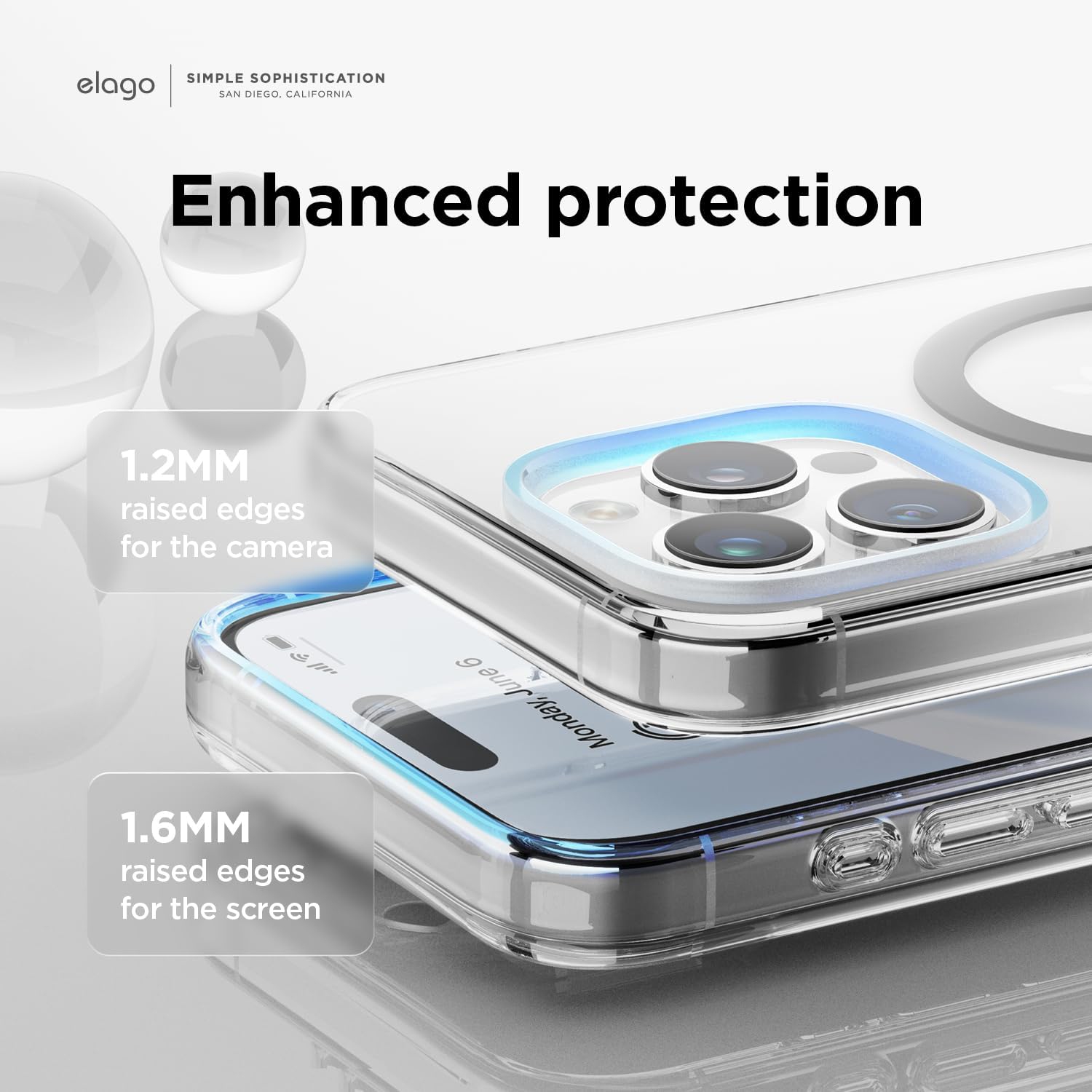 elago Magnetic Hybrid Clear Case Compatible with iPhone 15 Pro Max Case, Compatible with MagSafe, 6.7", US Military Grade Drop Protection, PC + TPU,