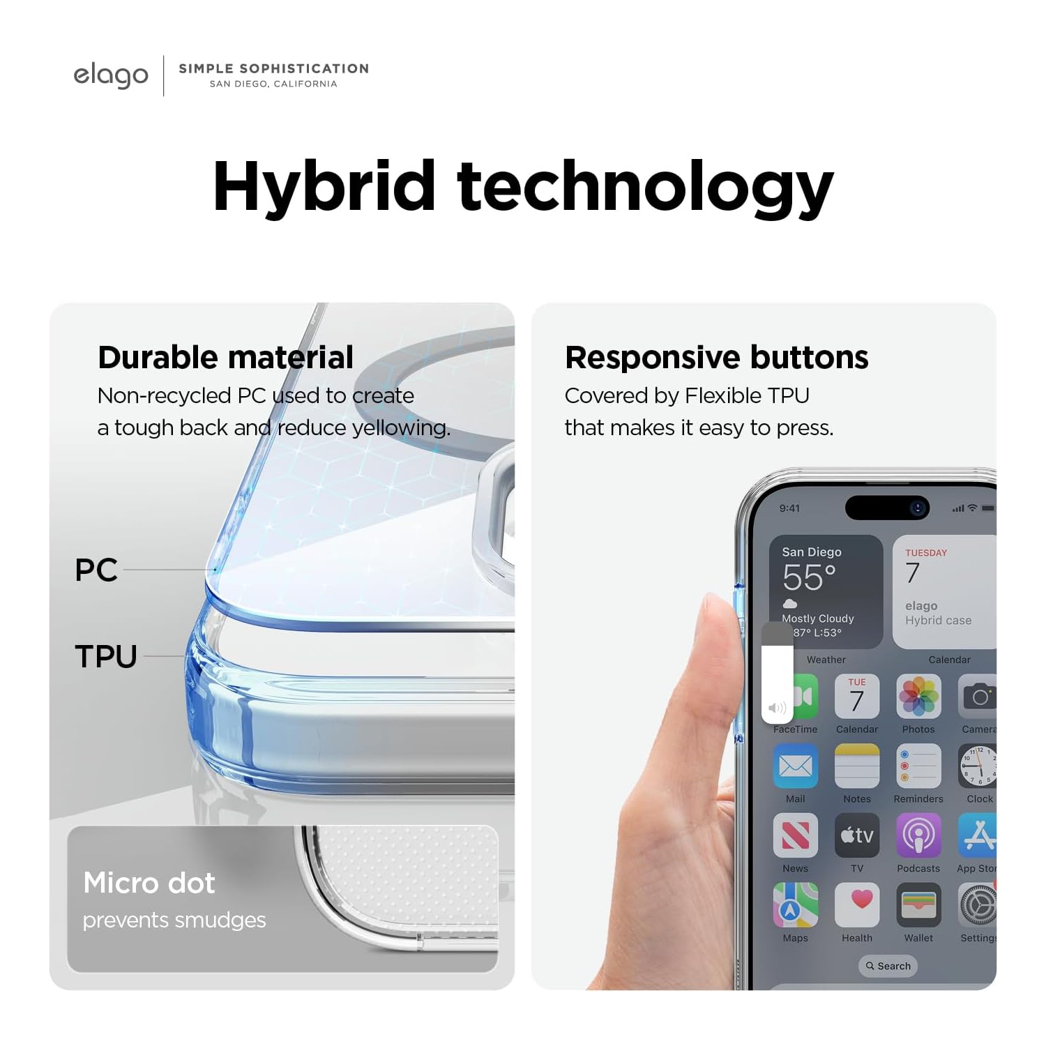 elago Magnetic Hybrid Clear Case Compatible with iPhone 15 Pro Max Case, Compatible with MagSafe, 6.7", US Military Grade Drop Protection, PC + TPU,