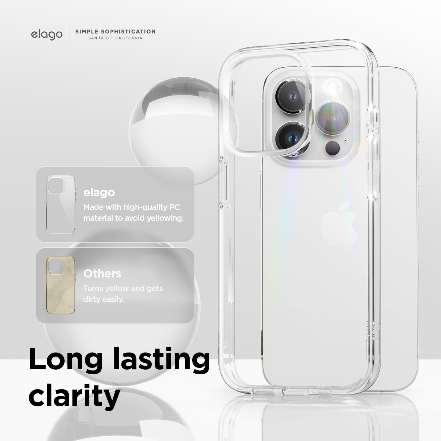 elago Hybrid Clear Case Compatible with iPhone 15 Pro Case- 6.1 inch -Military Grade Drop Protection, PC + TPU Hybrid Technology, Reduced Yellowing,