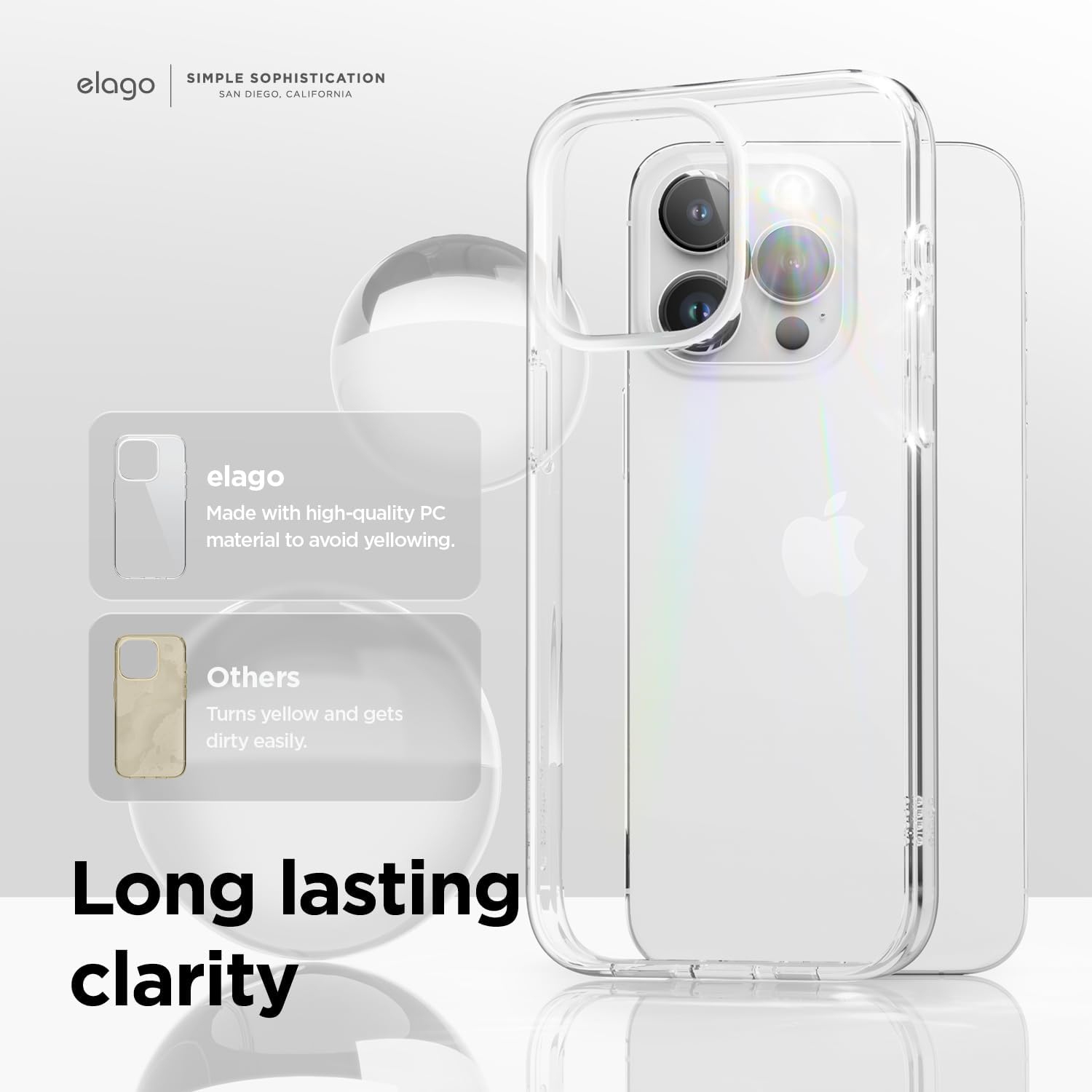 elago Hybrid Clear Case Compatible with iPhone 15 Pro Max Case- 6.7 inch -Military Grade Drop Protection, PC + TPU Hybrid Technology, Reduced