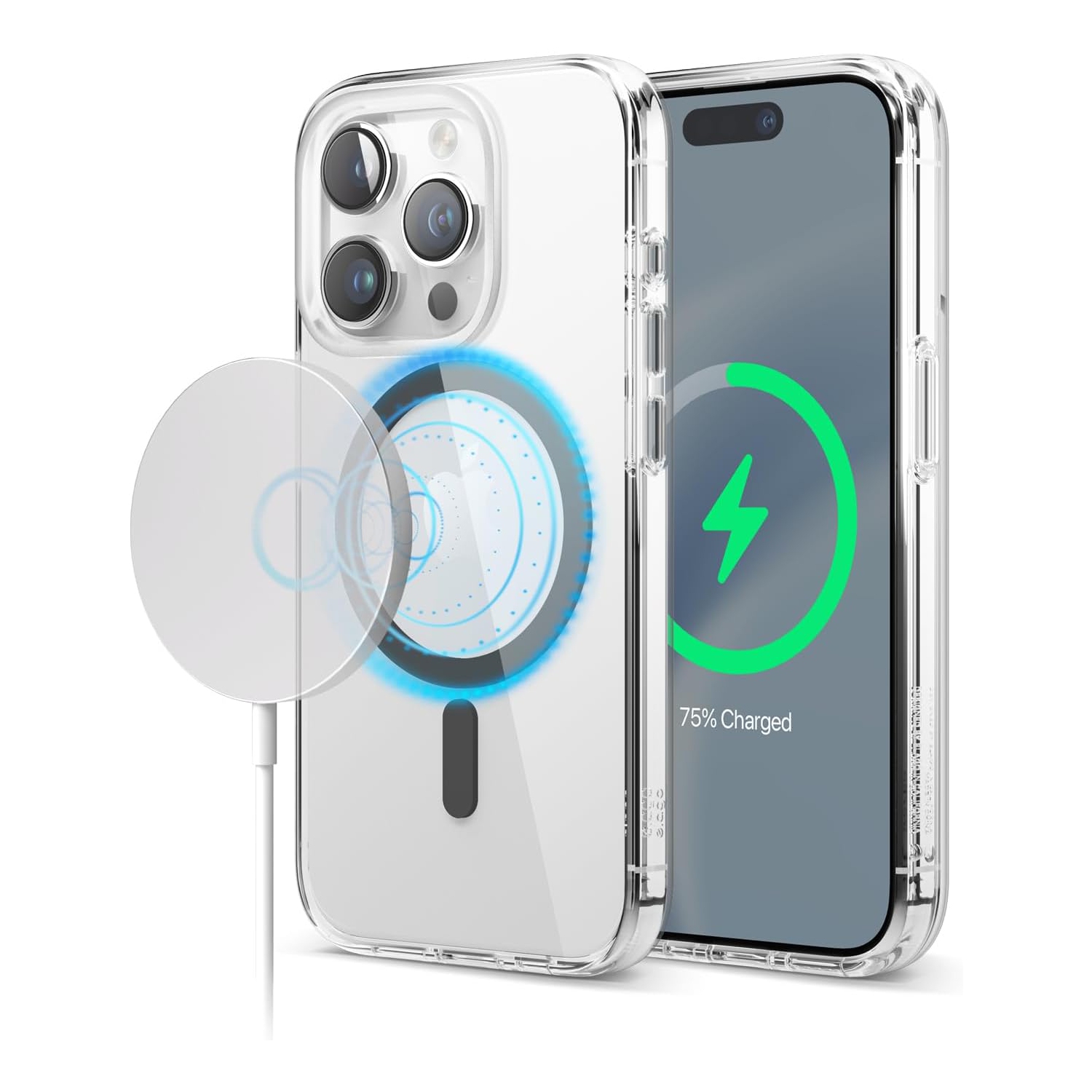 elago Magnetic Hybrid Clear Case Compatible with iPhone 15 Pro Case, Compatible with MagSafe, 6.1 inch, US Military Grade Drop Protection, PC + TPU,