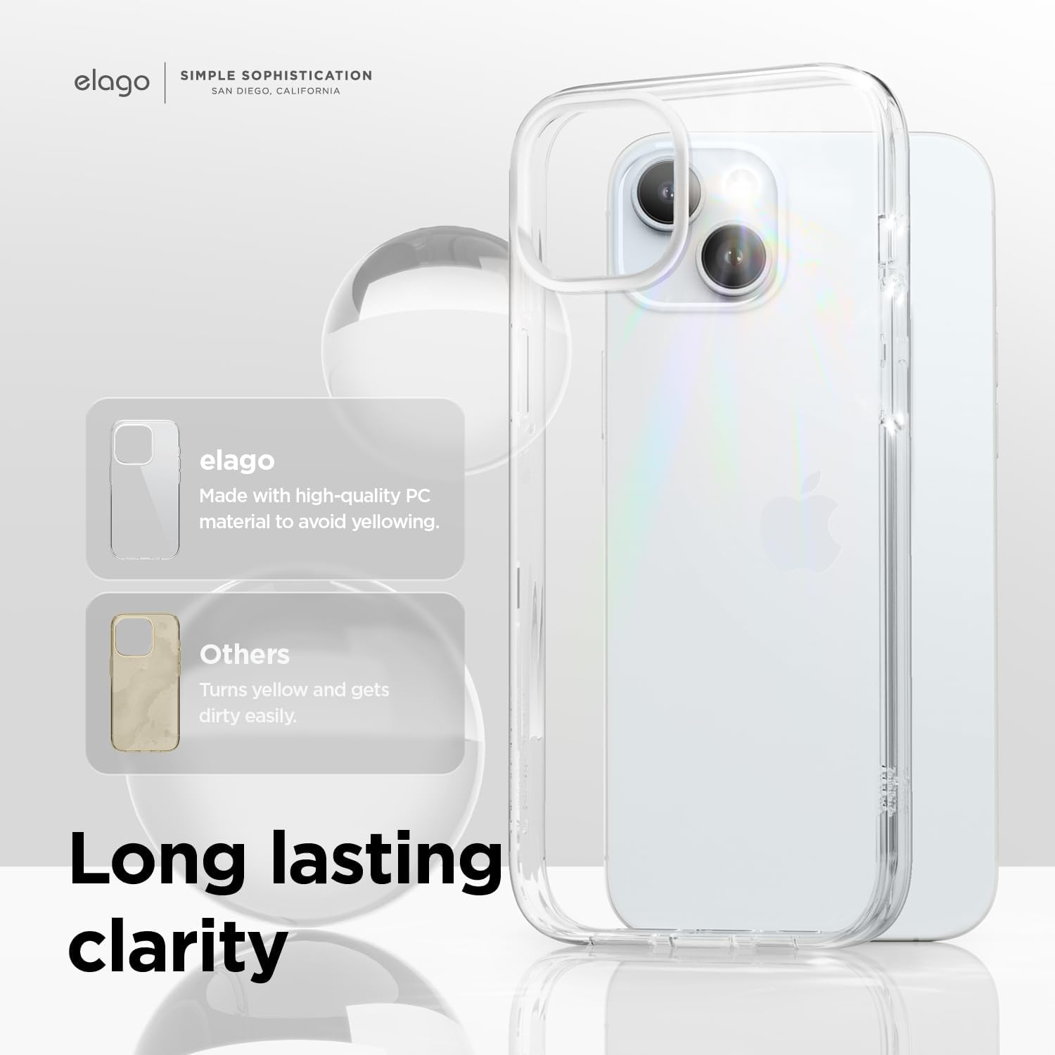 elago Hybrid Clear Case Compatible with iPhone 15 Plus Case- 6.7 inch -Military Grade Drop Protection, PC + TPU Hybrid Technology, Reduced Yellowing,