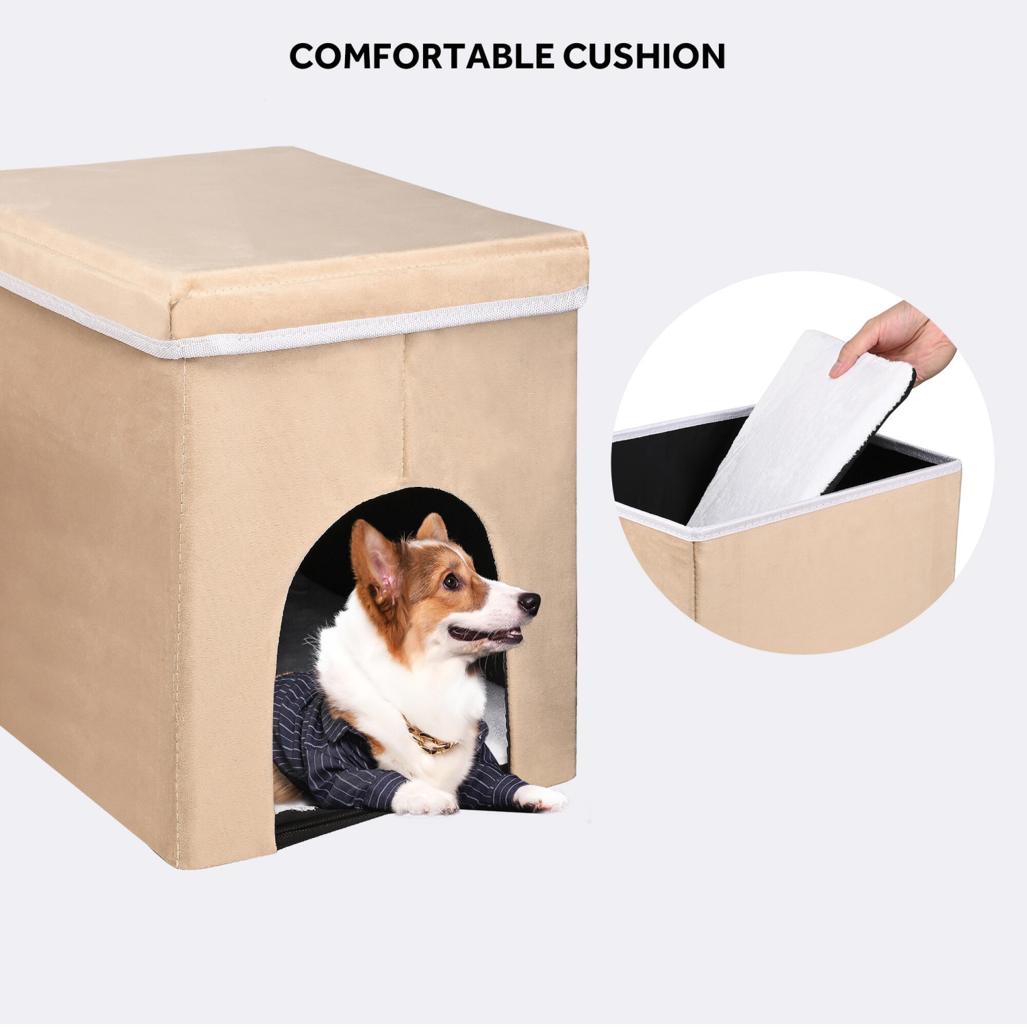 LIVINGbasics Dog Step Stairs Cat Ladder for Bed, Pet Step for Small Dogs and Cats with Toy Storage