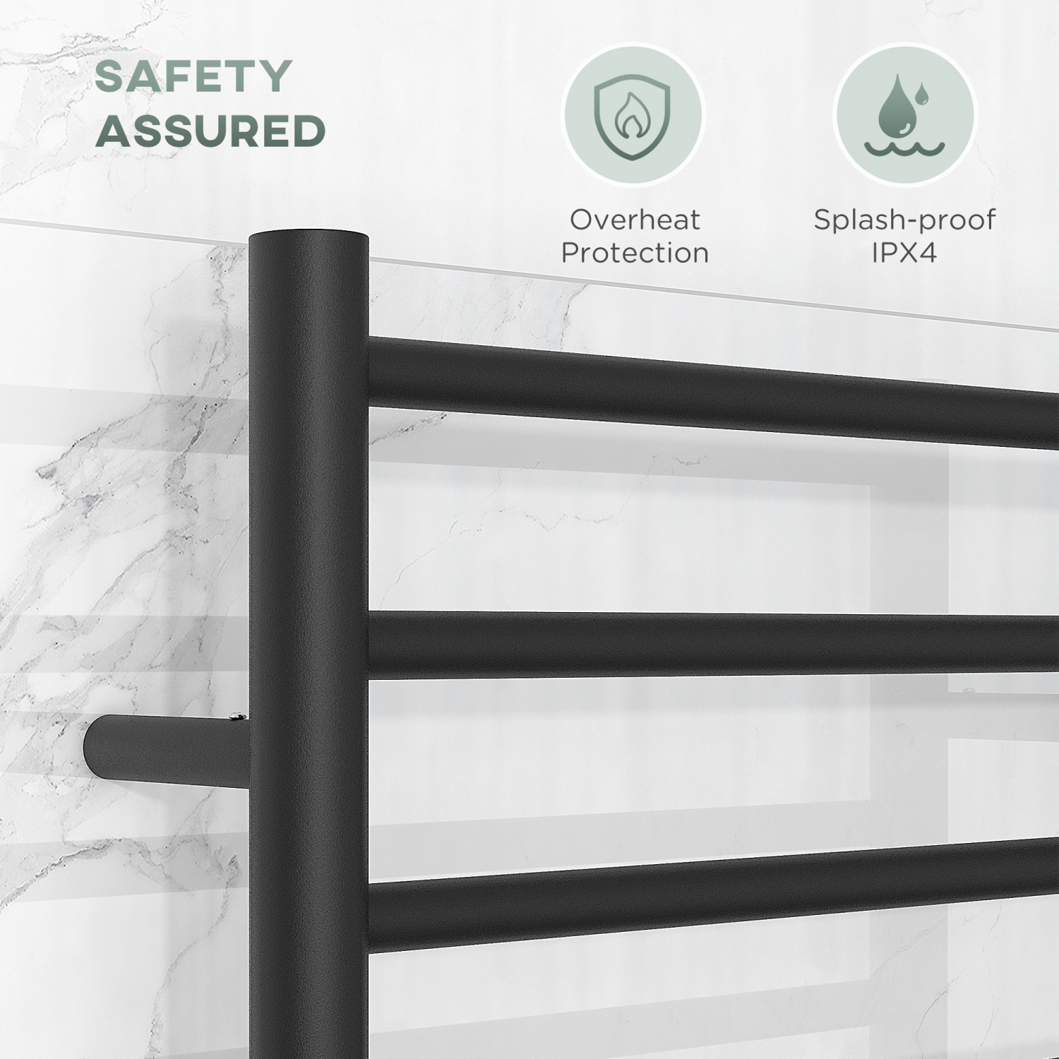 HOMCOM Heated Towel Warmer Rack, 304 Stainless Steel Electric Towel Bar with Timer, Temperature Adjustment, LED Display, 10 Bars, Wall Mounted for