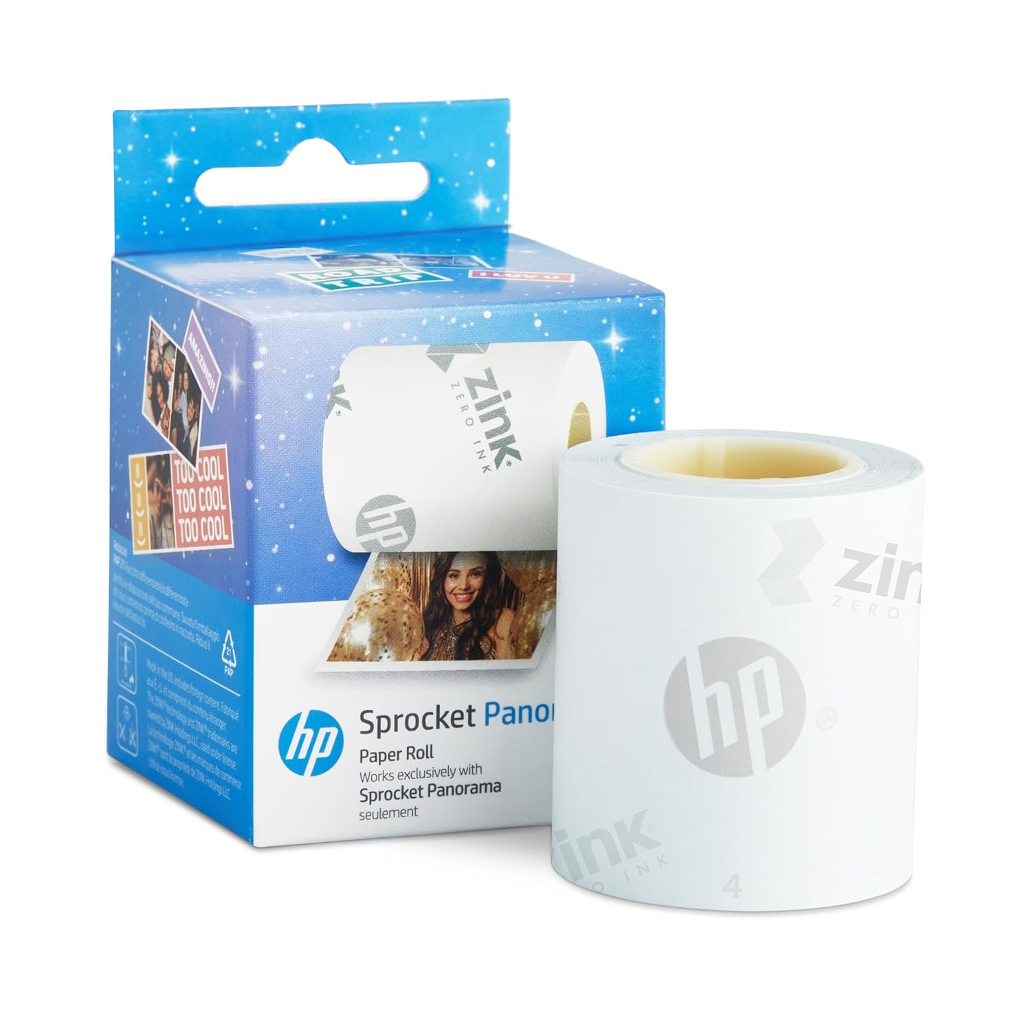 HP Sprocket Panorama 16.4' Zink Paper Roll, Sticky Backed Photo Paper Roll