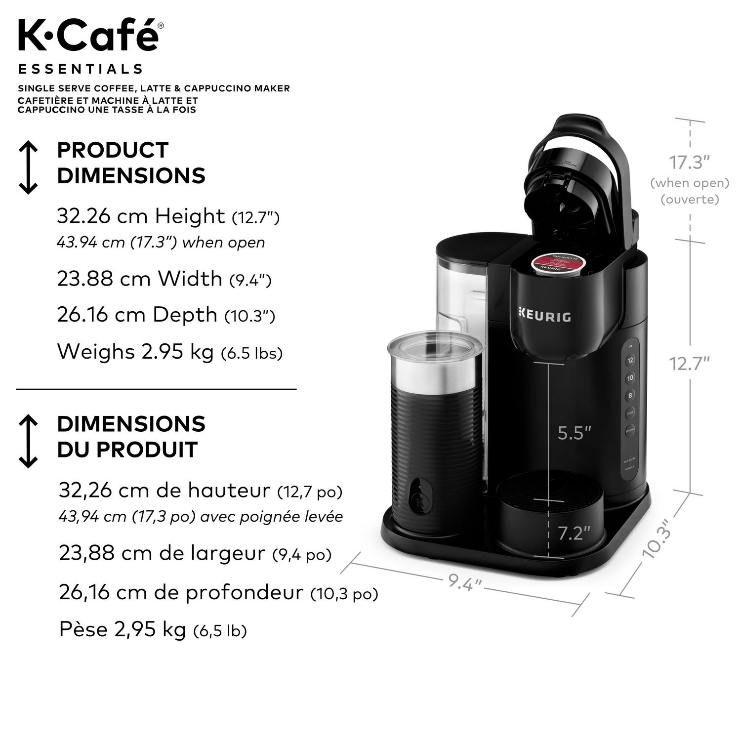 Keurig K-Cafe Essentials Single Serve K-Cup Pod Coffee Maker, Latte Maker and Cappucino Maker