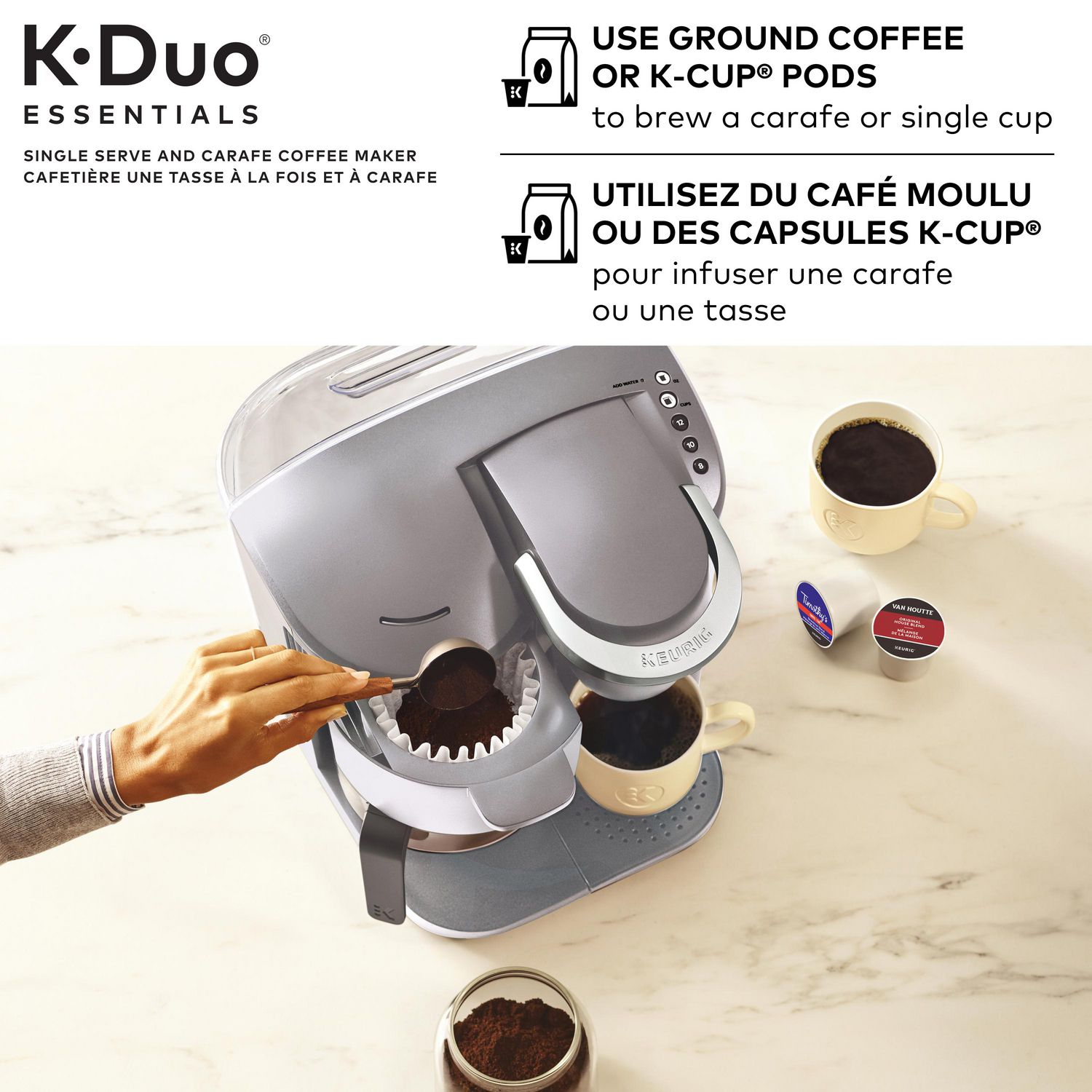 Keurig K-Duo Essentials Single Serve & Carafe Coffee Maker, Moonlight Gray