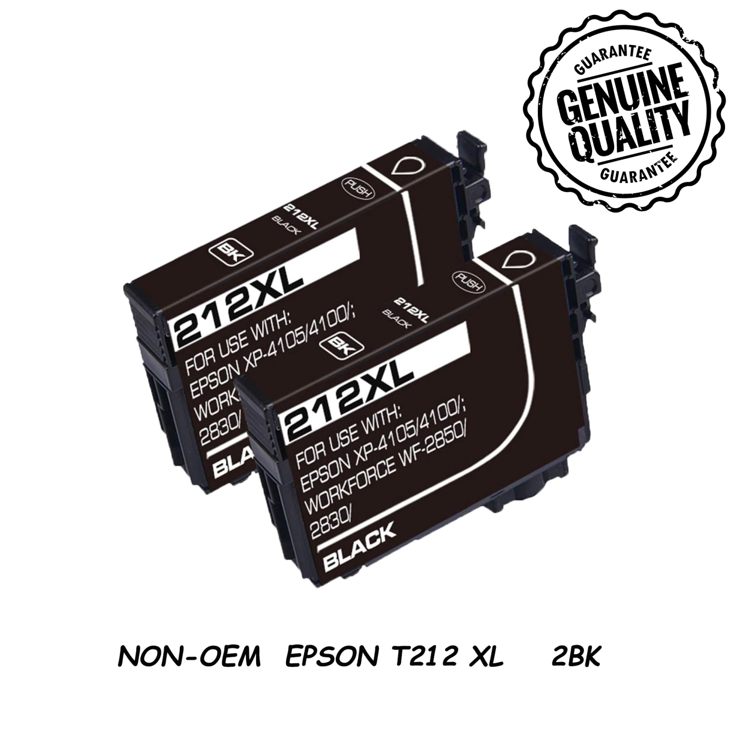 [New Chip] 2 Black Compatible Ink Cartridge Replacement for Epson T212 212 XL to use with Expression Home XP-4100 , EpsonWorkForce WF-2830 , WorkForce WF-2850