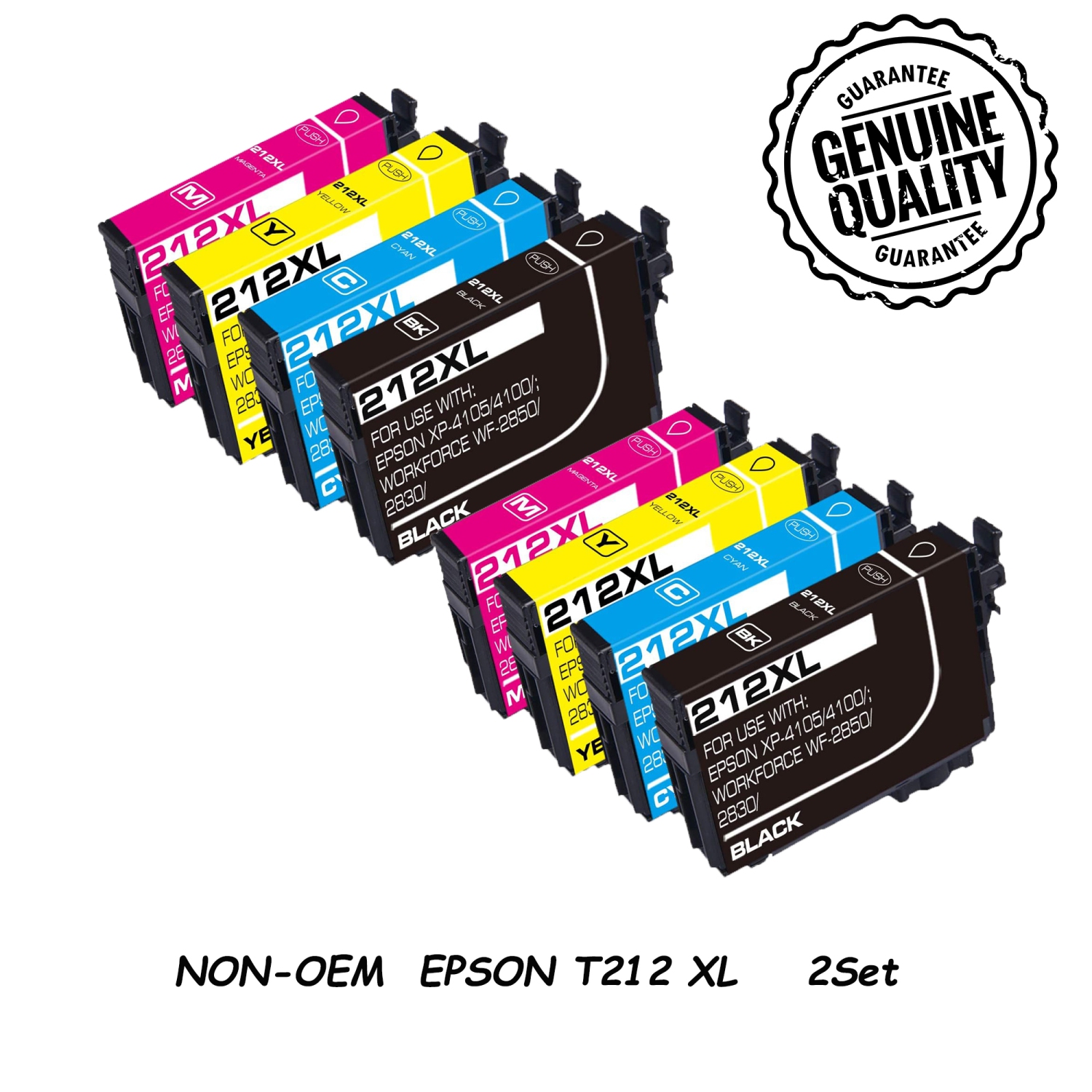 [New Chip] 2Set Compatible Ink Cartridge Replacement for Epson T212 212 XL to use with Expression Home XP-4100 , EpsonWorkForce WF-2830 , WorkForce WF-2850