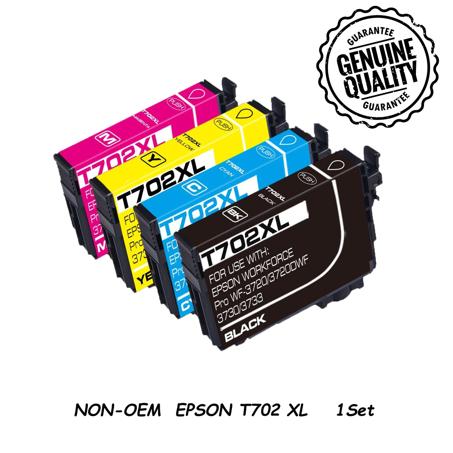 [New Chip] 1Set Compatible Ink Cartridge Replacement for Epson T702 EPSON T702XL to use with WorkForce Pro WF-3720 , WorkForce Pro WF-3730 ,