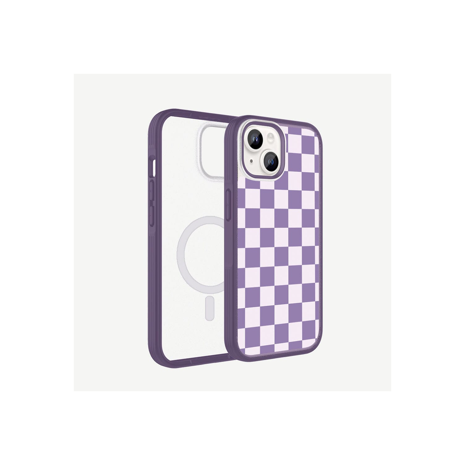 iPhone 15 Case With MagSafe - Purple Checkerboard