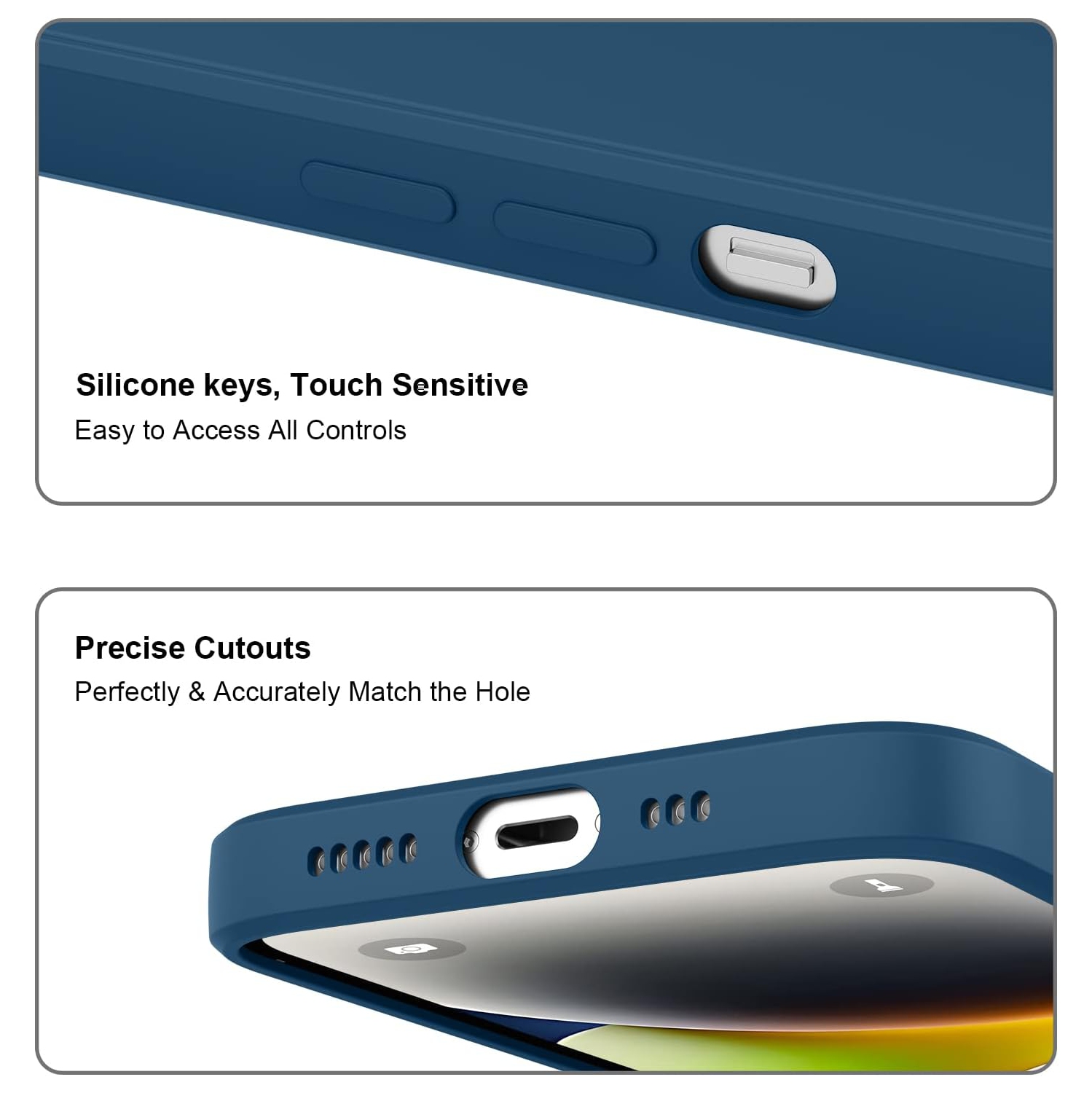 Silicone Slim Full-Body Protective Cover Case for iPhone 15 PLUS, Soft Silicone Bumper Cover Shockproof Protective Anti-Scratch Case-FREE SHIPPING