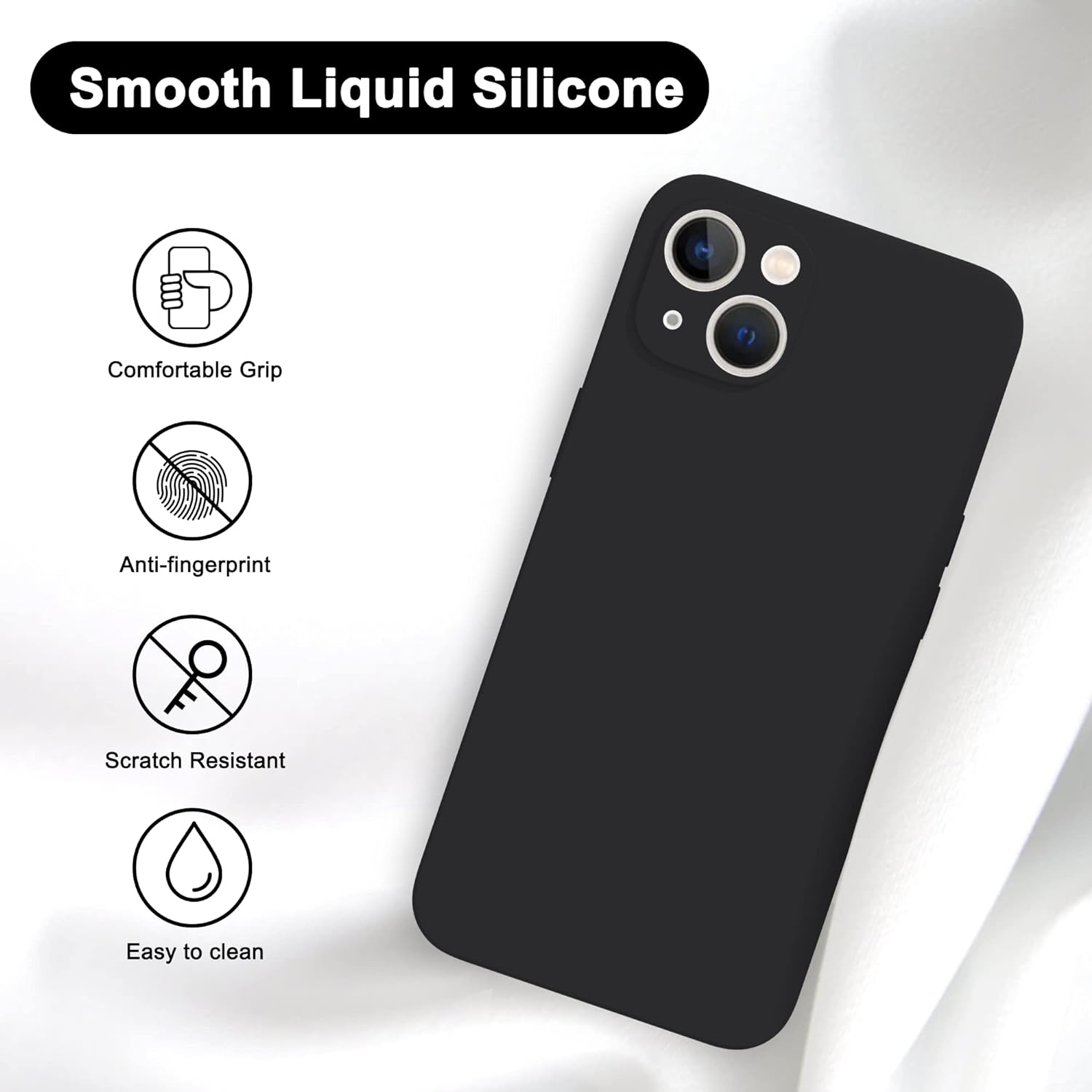 Silicone Slim Full-Body Protective Cover Case for iPhone 15 PLUS, Soft Silicone Bumper Cover Shockproof Protective Anti-Scratch Case-FREE SHIPPING