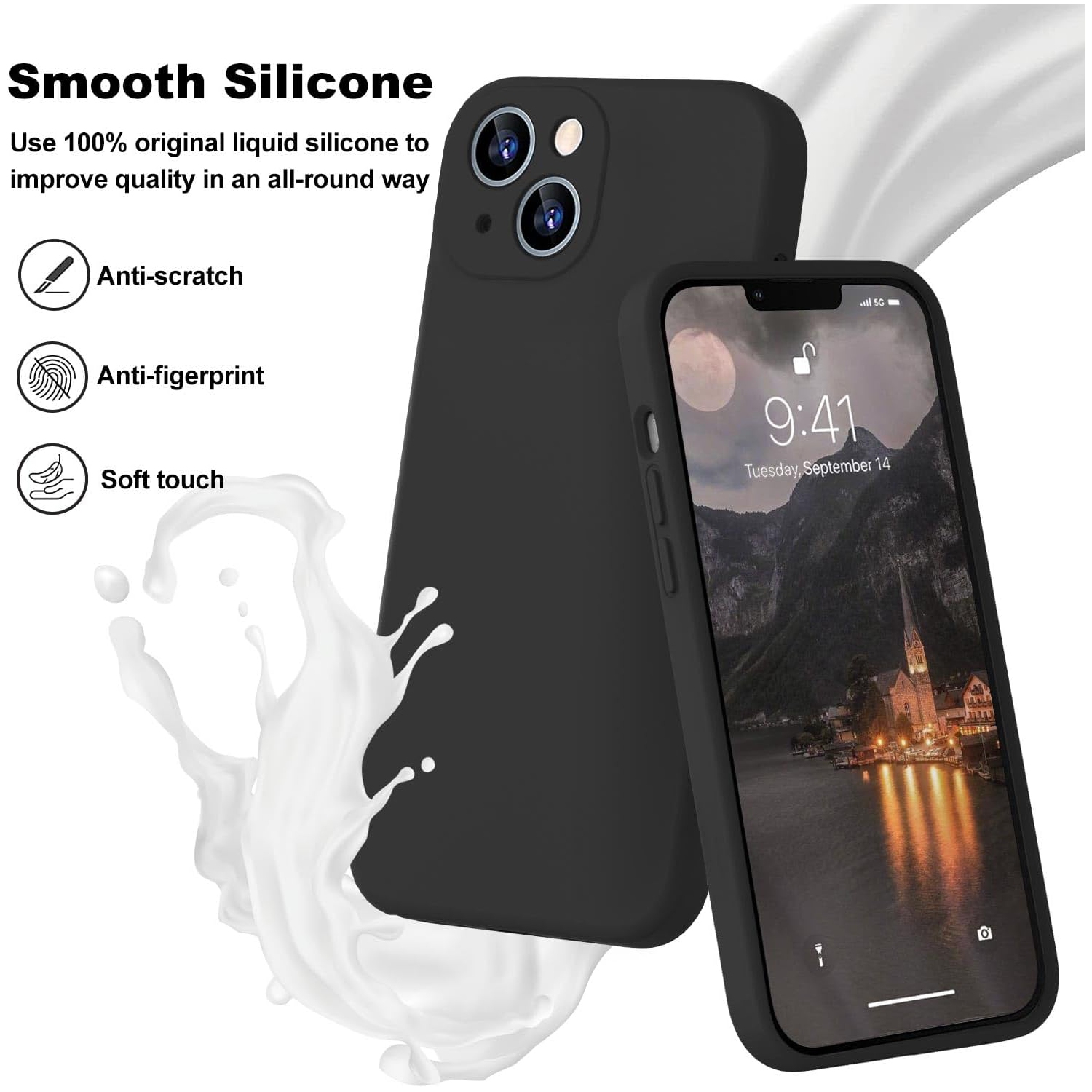 Silicone Slim Full-Body Protective Cover Case for iPhone 15 PLUS, Soft Silicone Bumper Cover Shockproof Protective Anti-Scratch Case-FREE SHIPPING