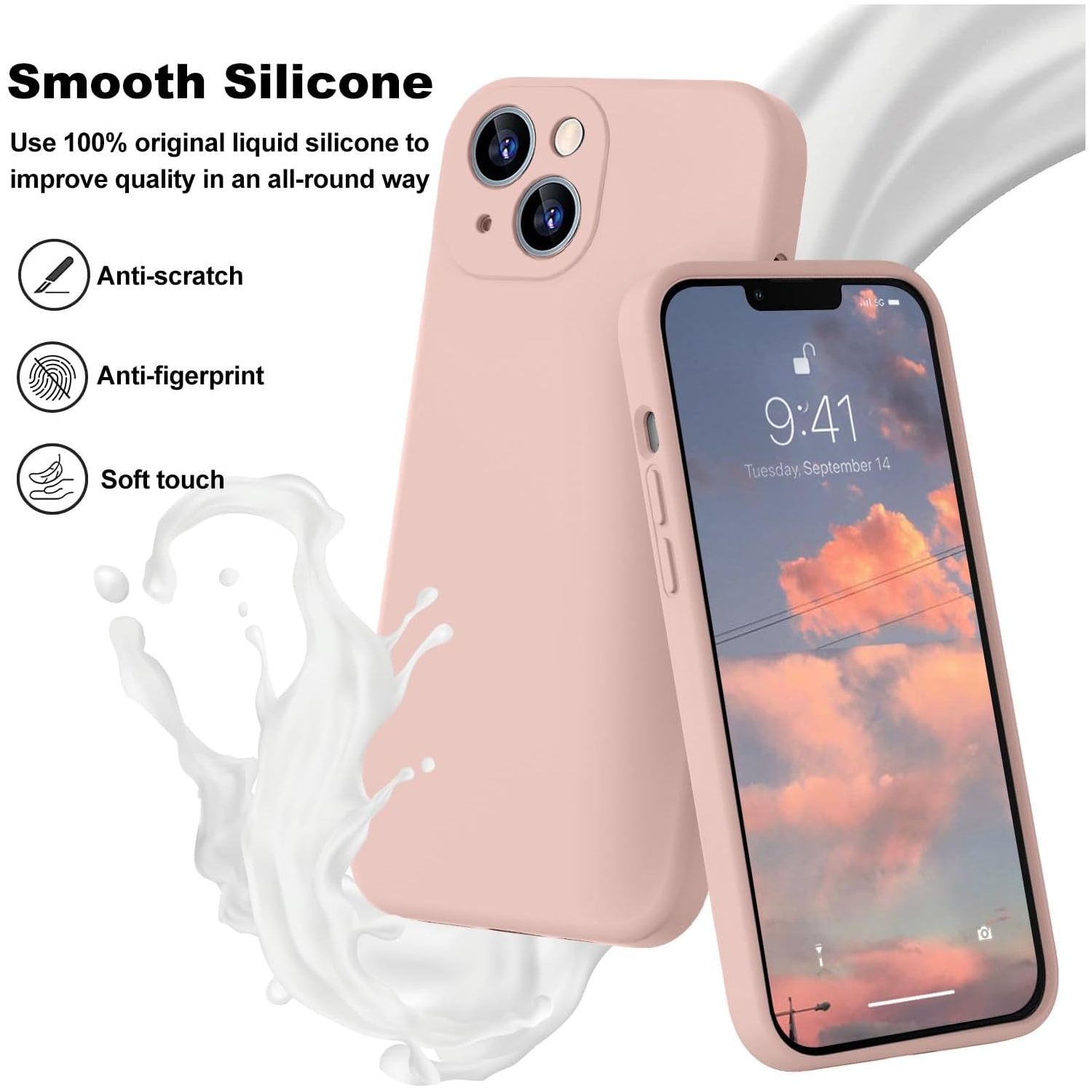 Silicone Slim Full-Body Protective Cover Case for iPhone 15 PLUS, Soft Silicone Bumper Cover Shockproof Protective Anti-Scratch Case-FREE SHIPPING
