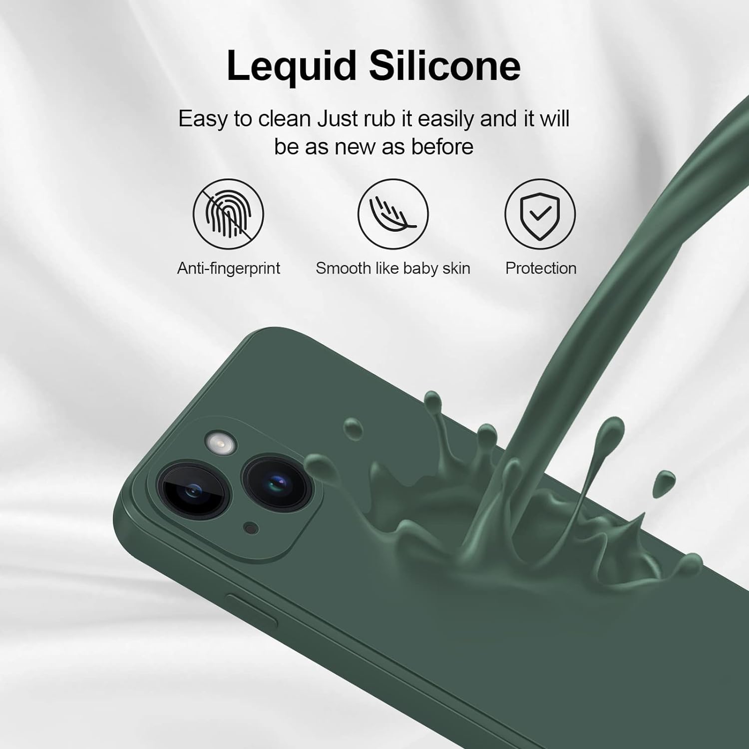 Silicone Slim Full-Body Protective Cover Case for iPhone 15 PLUS, Soft Silicone Bumper Cover Shockproof Protective Anti-Scratch Case-FREE SHIPPING