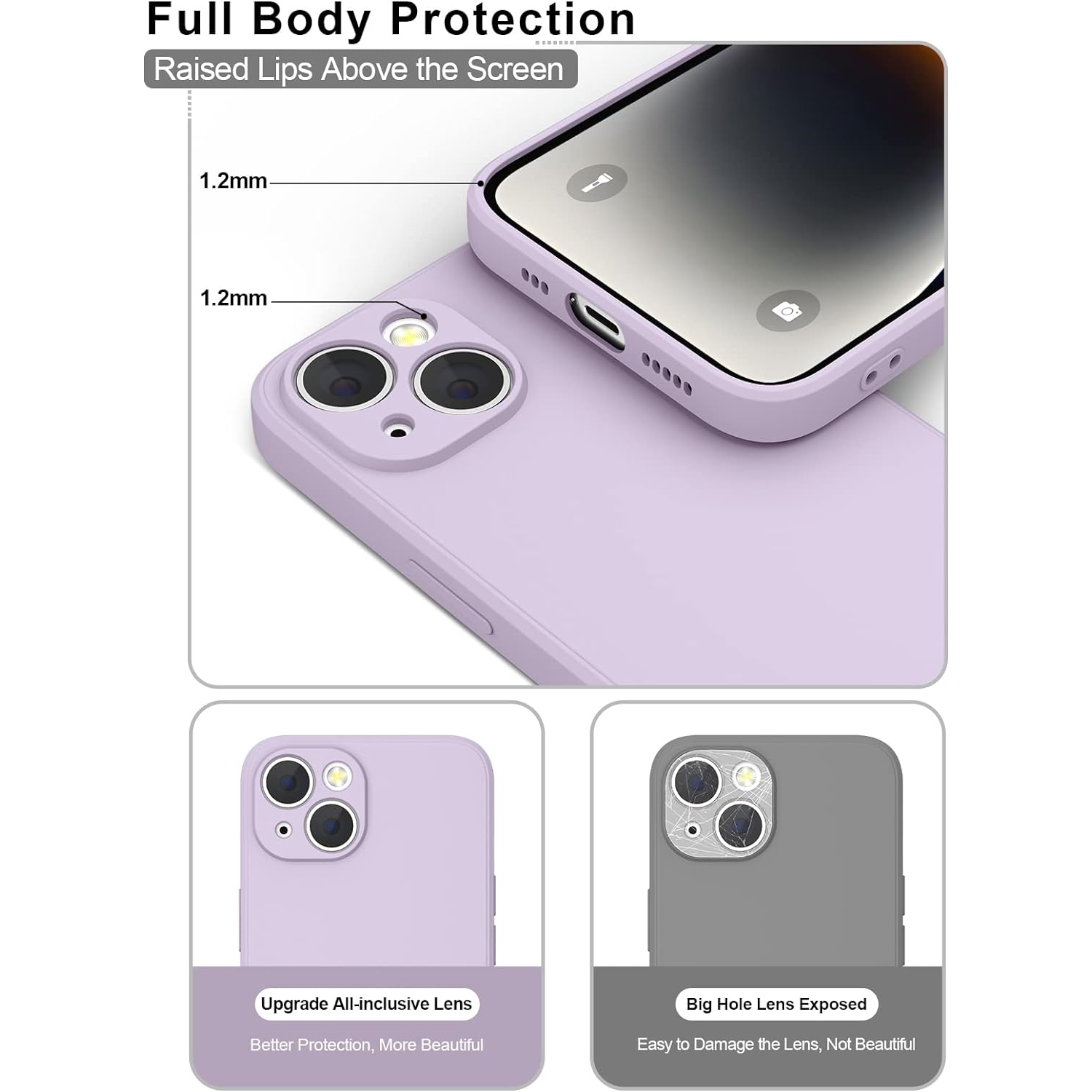 Silicone Slim Full-Body Protective Cover Case for iPhone 15, Soft Silicone Bumper Cover Shockproof Protective Anti-Scratch Case-FREE SHIPPING
