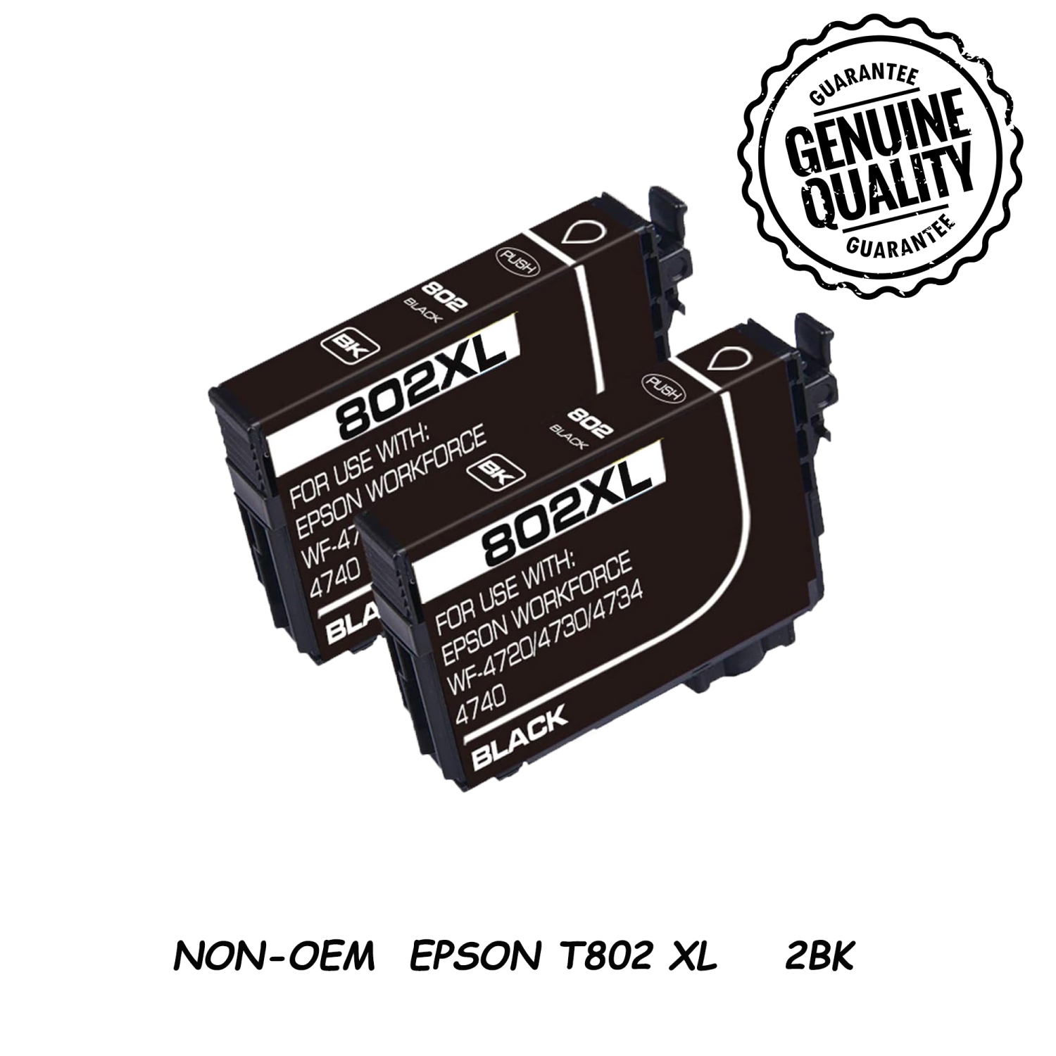 [Nouvelle puce] Cartouche d'encre de remplacement compatible 2 pour Epson T802 802XL t802xl à utiliser avec WorkForce Pro EC-4020 EC-4030 EC-4040