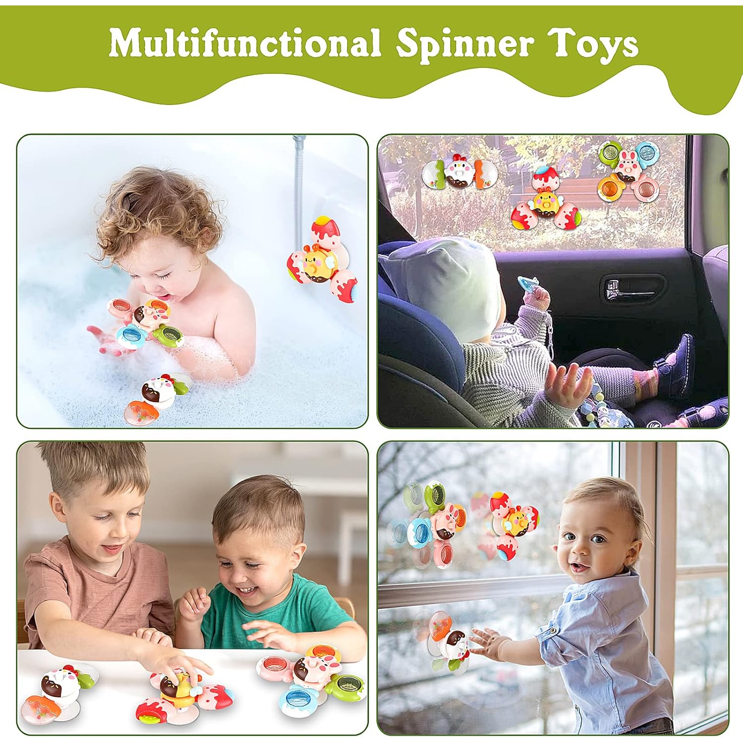 Suction Cup Spinner Sensory Bath Toy – Rotating & Detachable Fun for Babies 12-18 Months & Toddlers 1-3