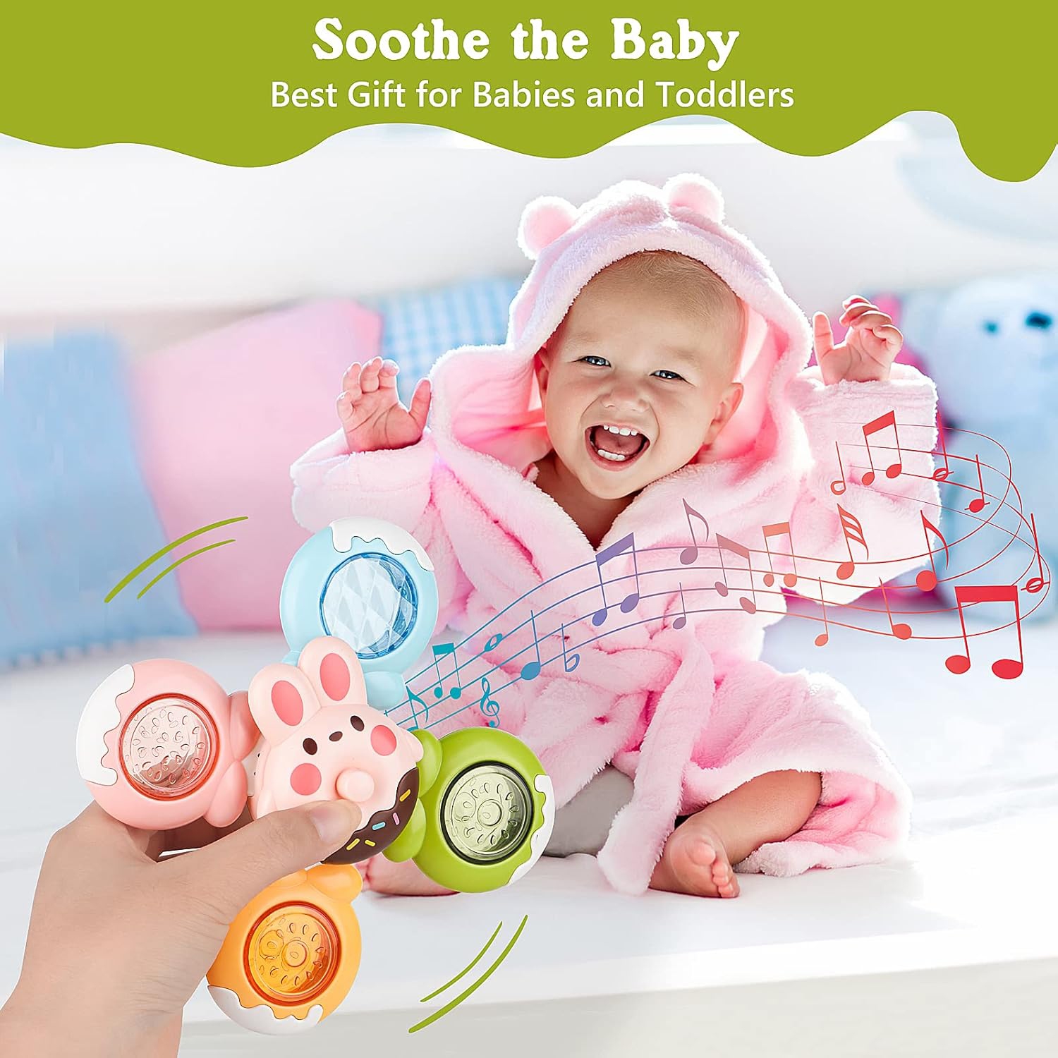 Suction Cup Spinner Sensory Bath Toy – Rotating & Detachable Fun for Babies 12-18 Months & Toddlers 1-3