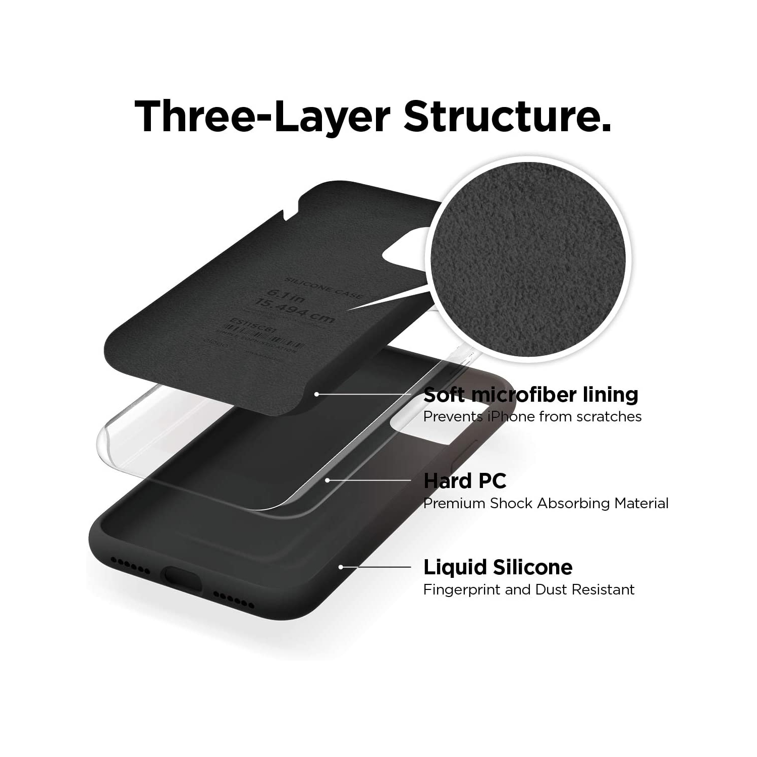 【CSmart】 Slim Soft Liquid Silicone Gel Rubber Case Back Cover for iPhone 15 Pro Max, Midnight Green