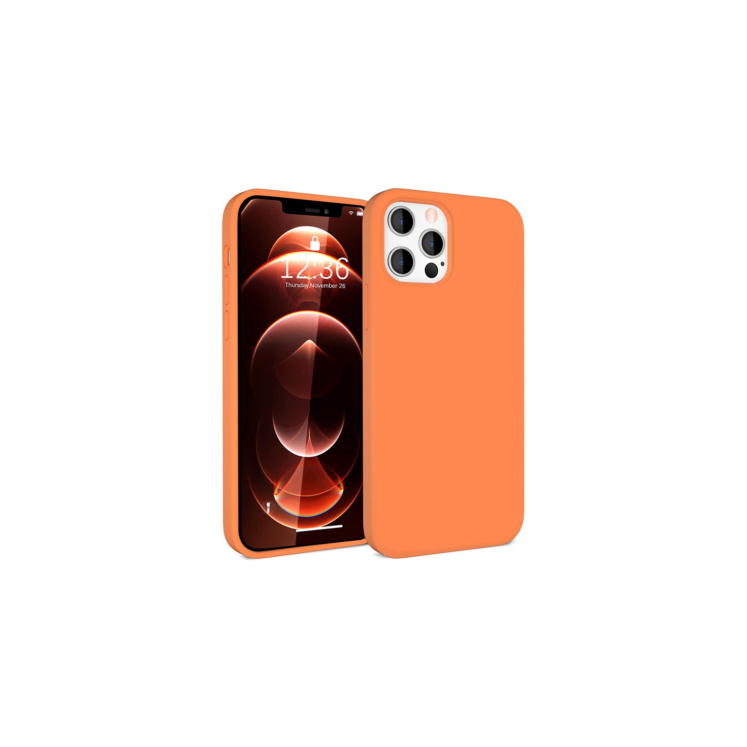 【CSmart】 Slim Soft Liquid Silicone Gel Rubber Case Back Cover for iPhone 15 Pro Max, Orange