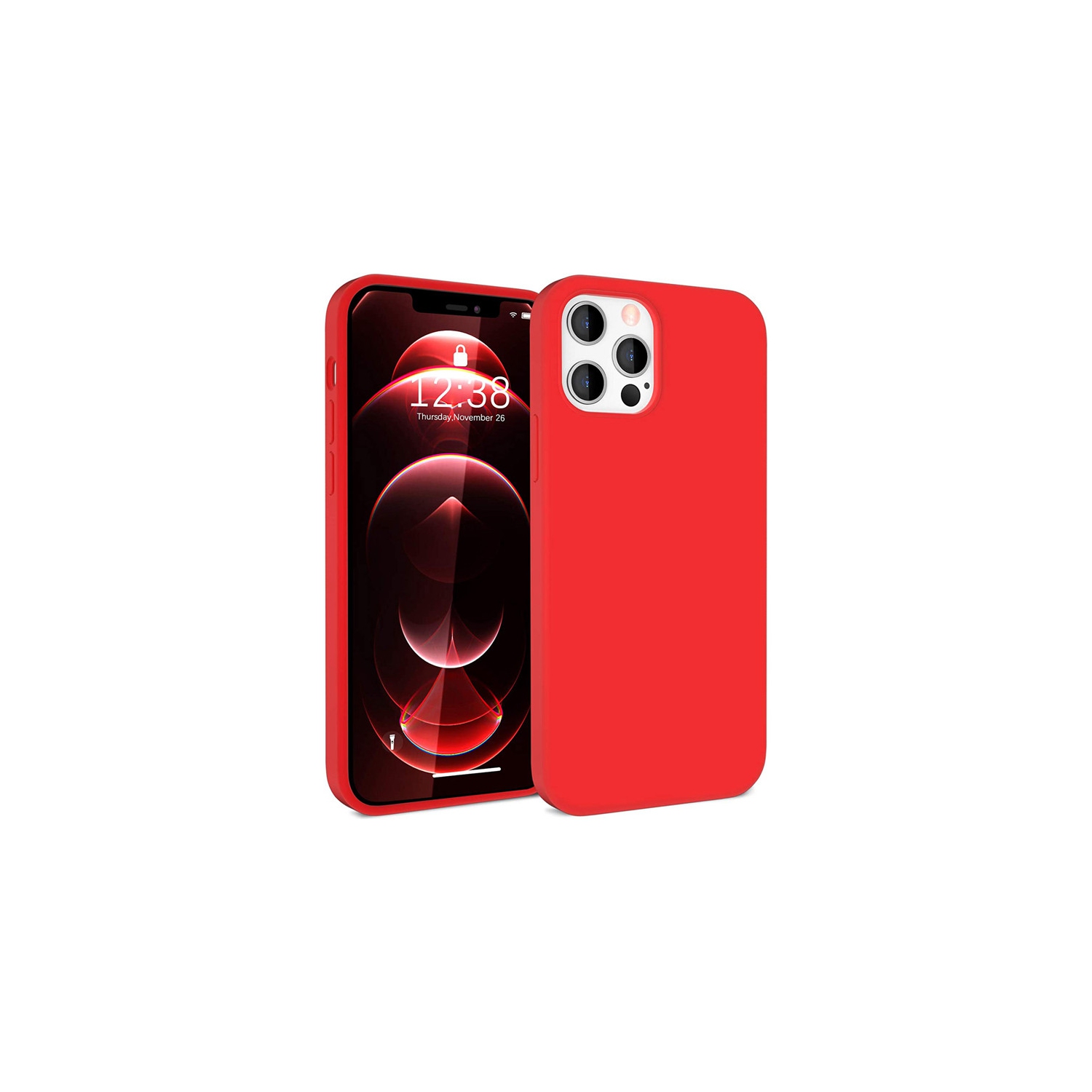 【CSmart】 Slim Soft Liquid Silicone Gel Rubber Case Back Cover for iPhone 15 Pro Max, Red