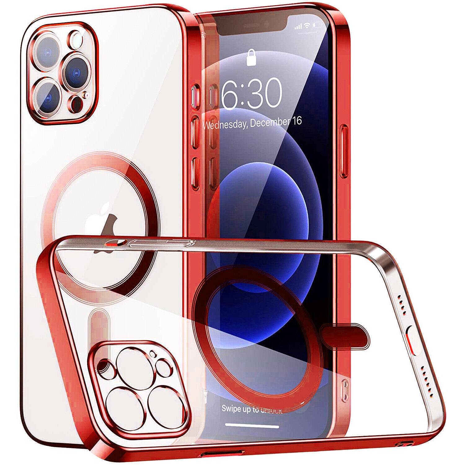 【CSmart】 Hybrid Magnetic Wireless Charging MagSafe Case Back Cover for iPhone 15 Pro Max, Red