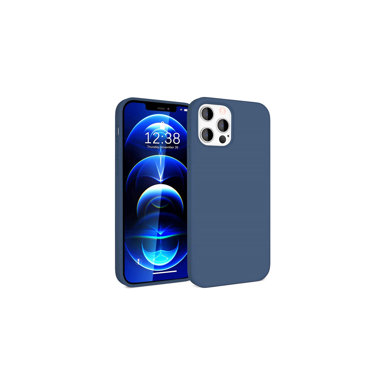 【CSmart】 Slim Soft Liquid Silicone Gel Rubber Case Back Cover for iPhone 15 Pro, Navy