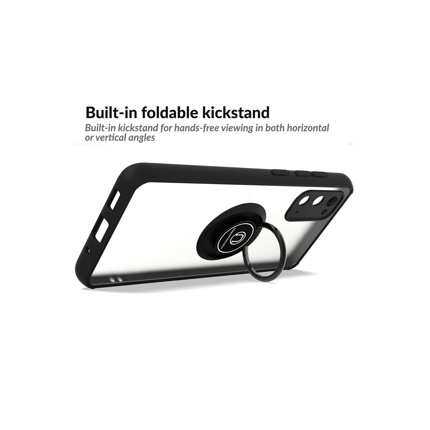 【CSmart】 Rubberized Hybrid Magnetic Kickstand Case with Ring Holder for iPhone 15 Pro Max, Light Blue