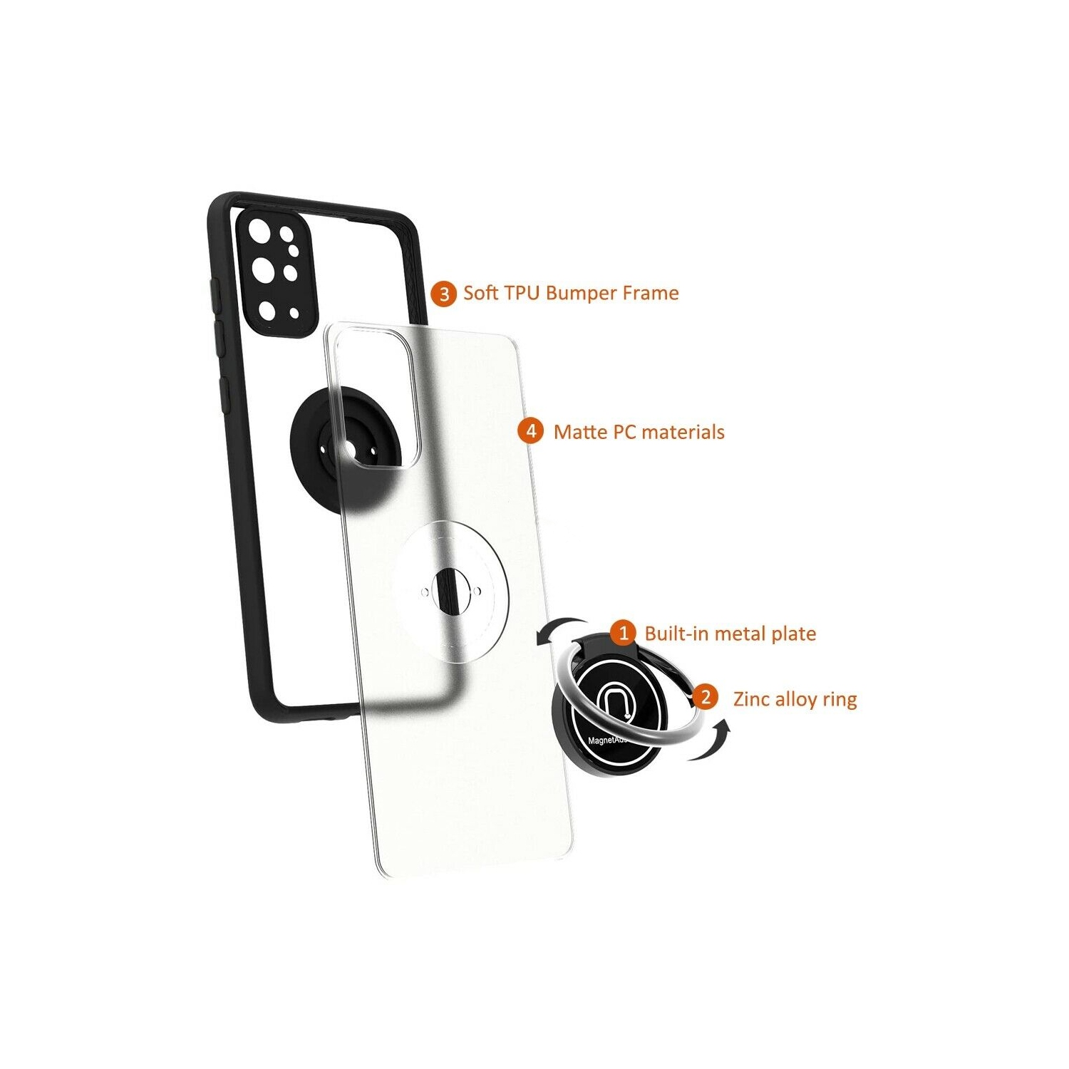 [CSmart] Étui hybride avec béquille magnétique en caoutchouc avec support à anneau pour iPhone 15 Pro Max, vert militaire