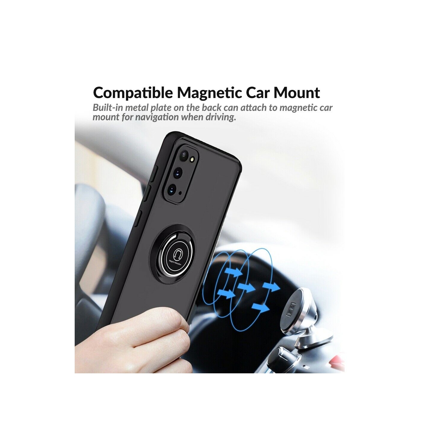 【CSmart】 Rubberized Hybrid Magnetic Kickstand Case with Ring Holder for iPhone 15 Pro Max, Red